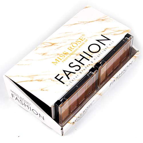 Miss Rose 4-Color Bronzer & Highlighter Makeup Palette - Contour, Highlight & Glow for Face & Body - Perfect for Everyday Makeup, Special Occasions & Professional Use