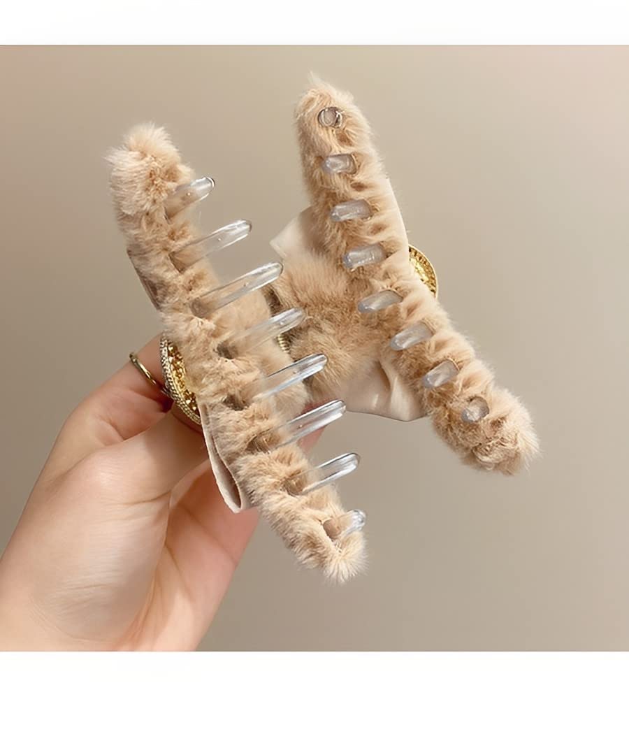 Korean Pearl Stone Hair Claw - Large Elegant Barrettes for Women, Hair Clips for Updos, Ponytails & Formal Occasions