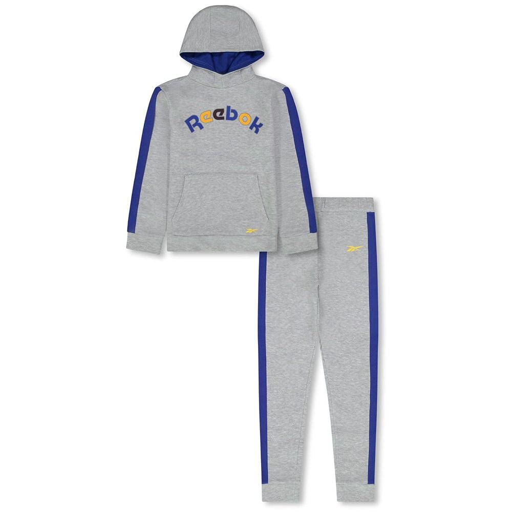 Reebok Boys 2-Piece Tracksuit Set - Hooded Pullover Sweatshirt & Fleece Jogger Pants | Athletic Outfit for School, Sports & Casual Wear