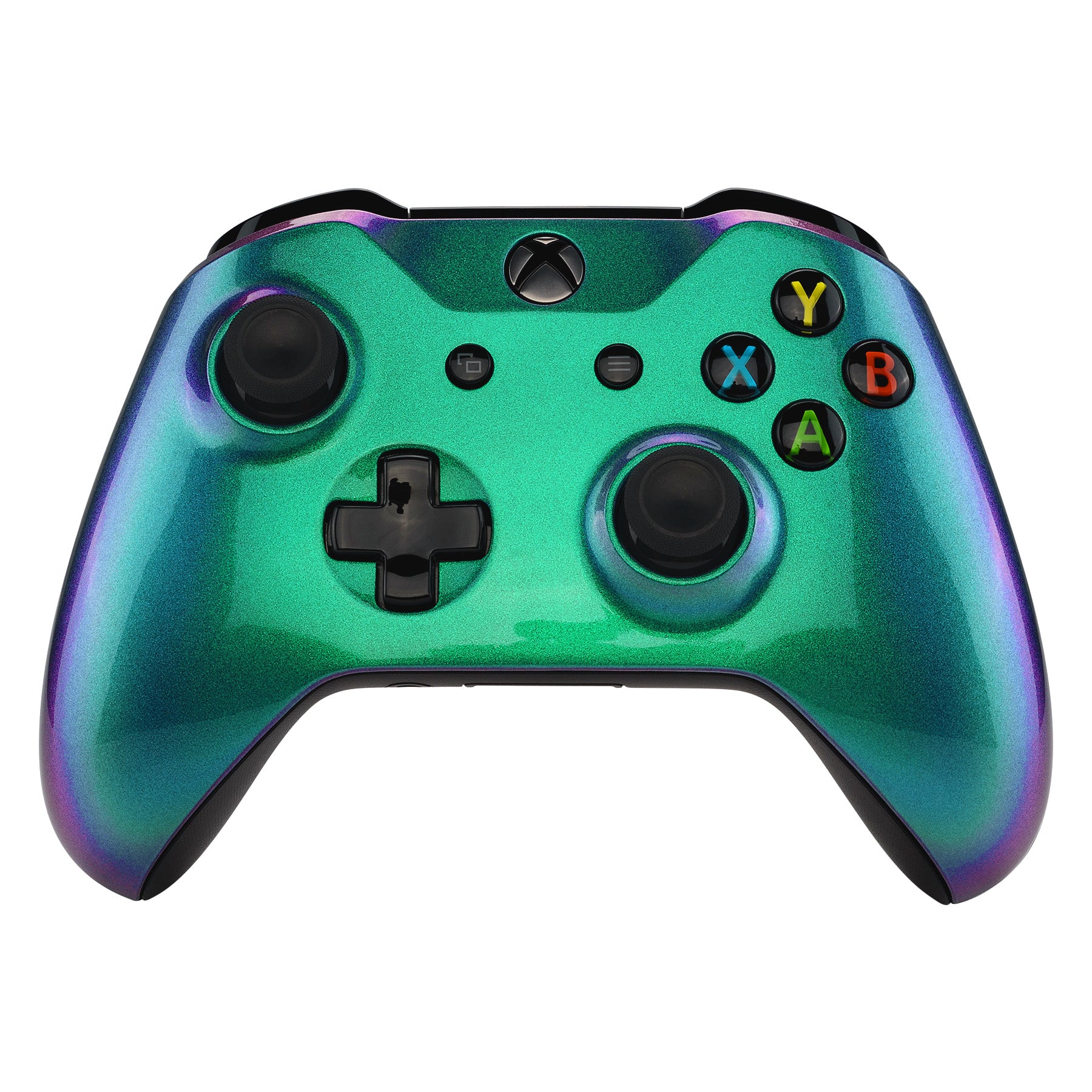 eXtremeRate Chameleon Green & Purple Faceplate Cover - Replacement Front Housing Shell Case for Xbox One X & One S Controller (Model 1708) - Perfect for Gaming, Customization & Controller Repair - SXOFP19