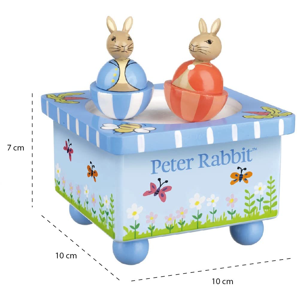 Peter Rabbit Wooden Music Box - Handcrafted Small Musical Gift for Kids & Collectors - Perfect for Birthdays, Baby Showers & Nursery Decor