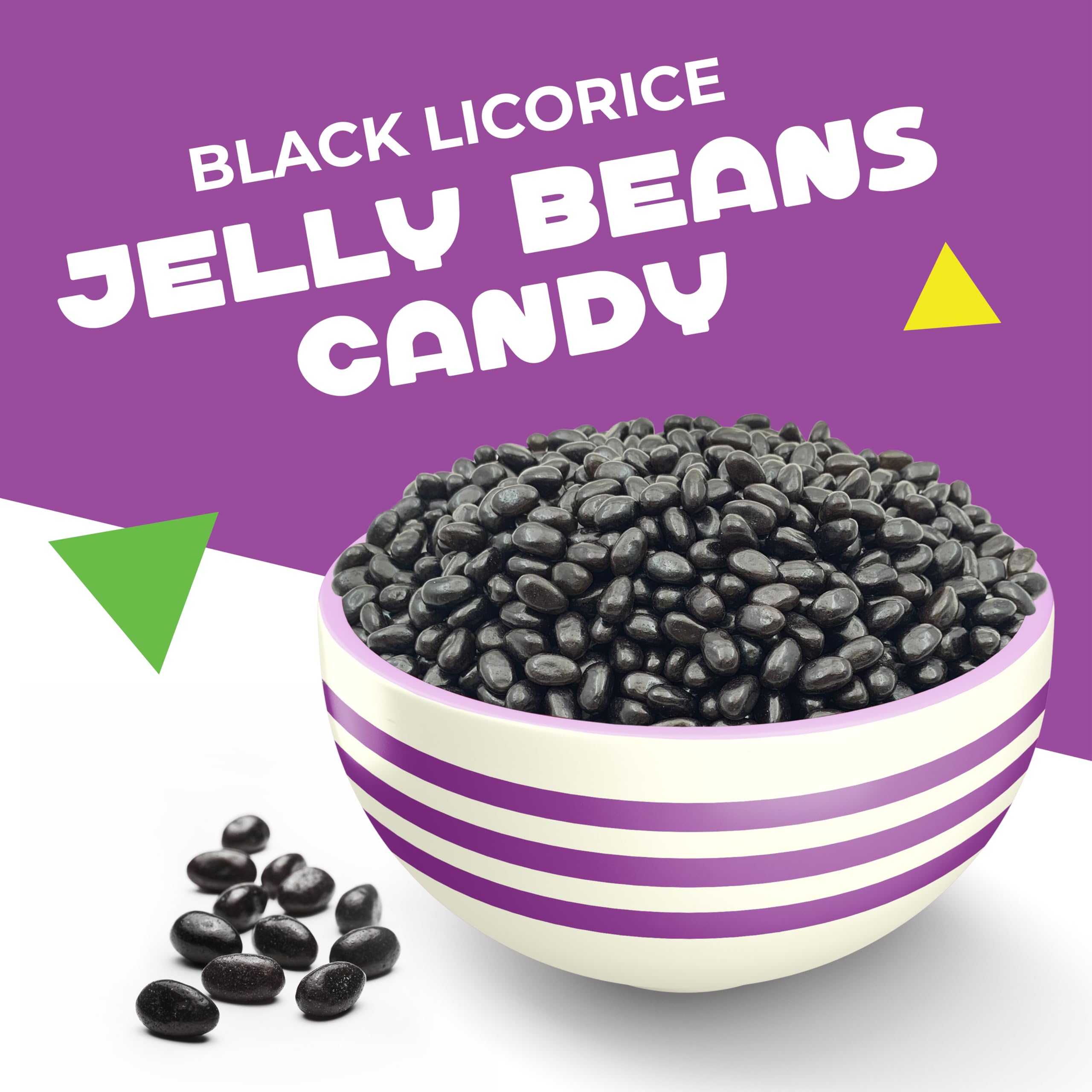 Premium Black Licorice Jelly Beans - 2 Pound Bulk Bag | Classic Old-Fashioned Candy for Halloween, Parties & Movie Nights