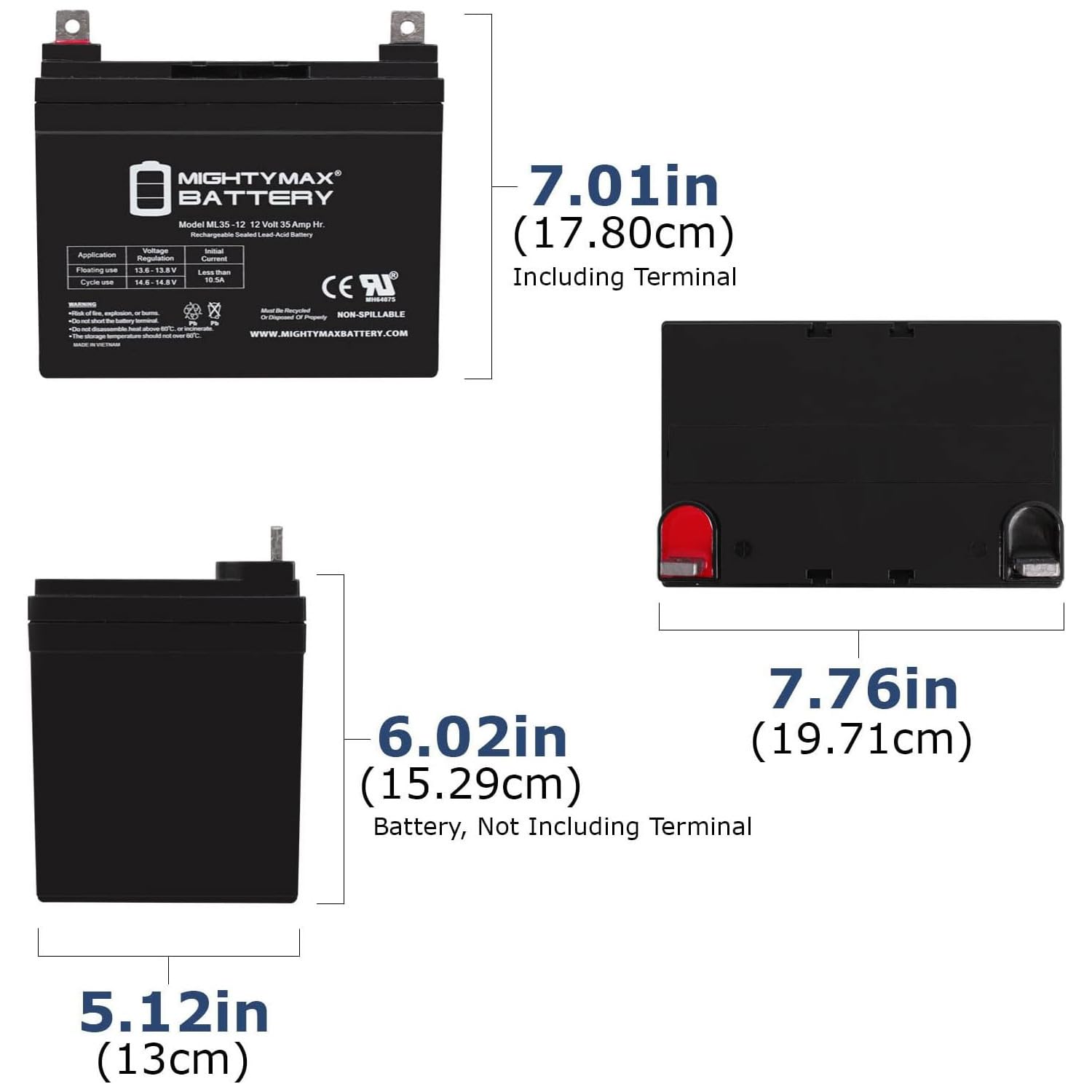Mighty Max 12V 35AH SLA Rechargeable Battery - Compatible with Goal Zero YETI 400 Solar Generator | Power Backup for Camping, RV, Solar Systems & Emergency Preparedness
