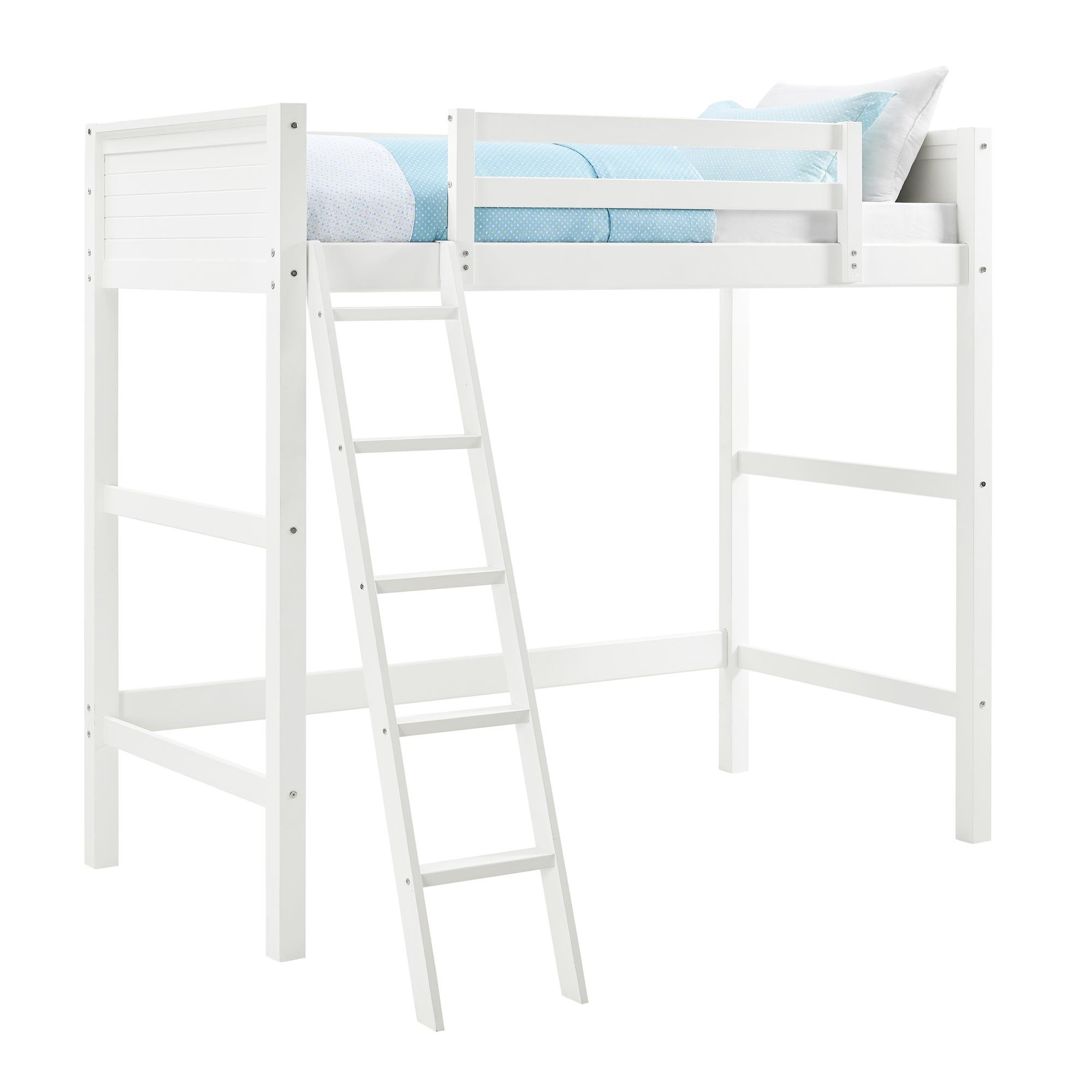 DHP Moon Bay Twin Loft Bed in White - Space-Saving Pine Wood Loft Bed for Kids & Teens - Perfect for Small Bedrooms, Dorms & Studio Apartments