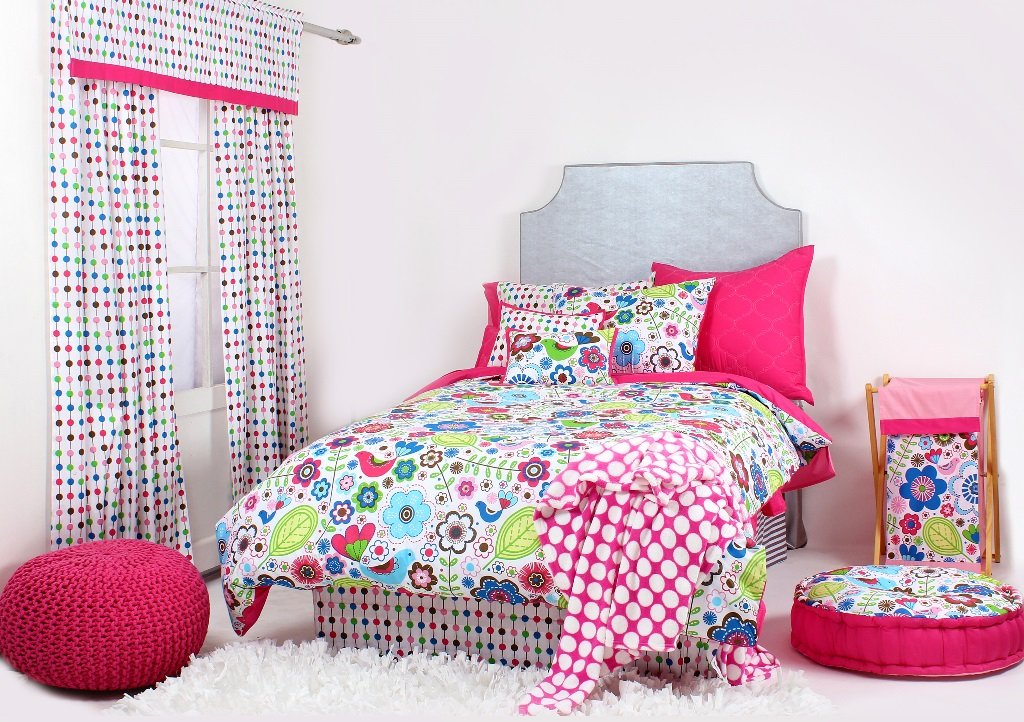 Bacati Botanical Sanctuary Pink Full Comforter Set - Soft Luxury Bedding for Girls Room, Guest Bedroom & Dorm Decor - Includes Comforter, Pillow Shams & Bed Skirt