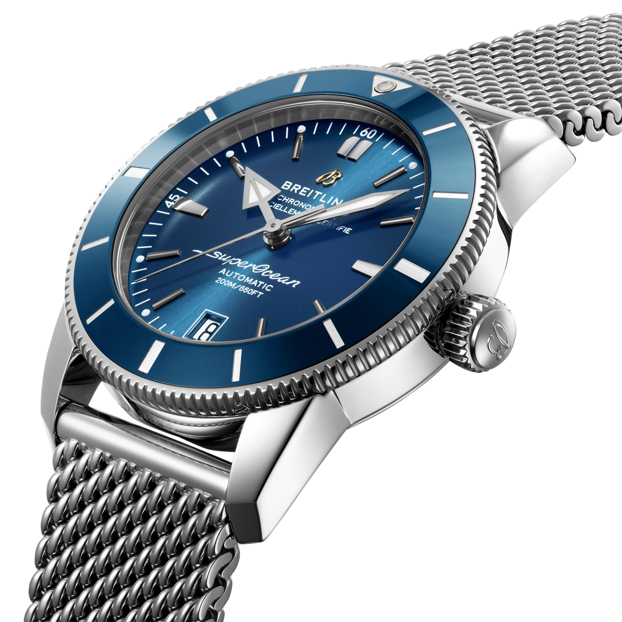 Superocean Heritage B20 Automatic 42mm Blue Dial Men's Watch with Stainless Steel Bracelet - Perfect for Diving, Swimming & Luxury Fashion Accessories