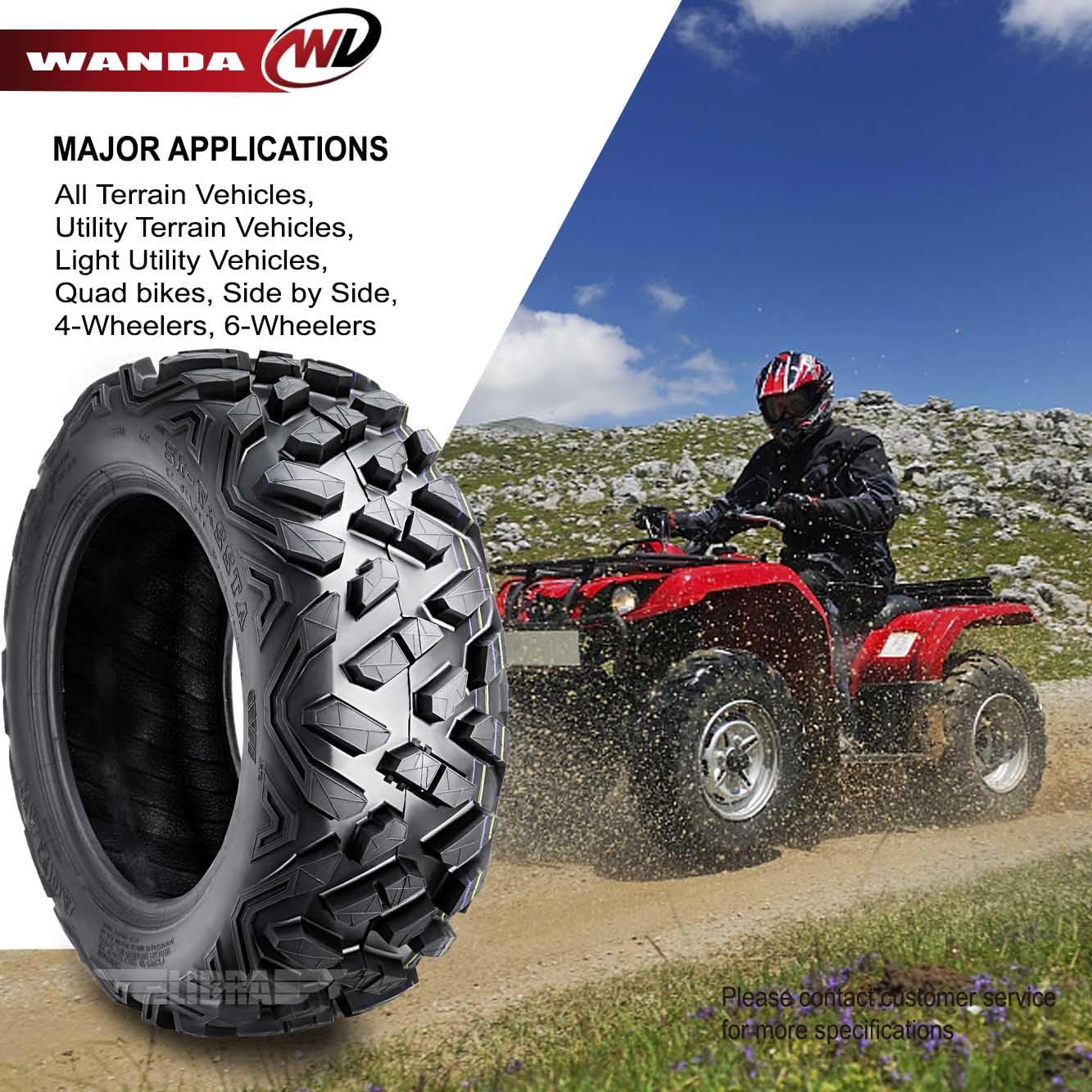 2 WANDA ATV Tires 19x7-8 19x7x8 - Compatible with Tomberlin Cobra 90 & REVO 90 Front - All-Terrain Performance for Kids ATV, Dirt Bikes & Off-Road Adventures