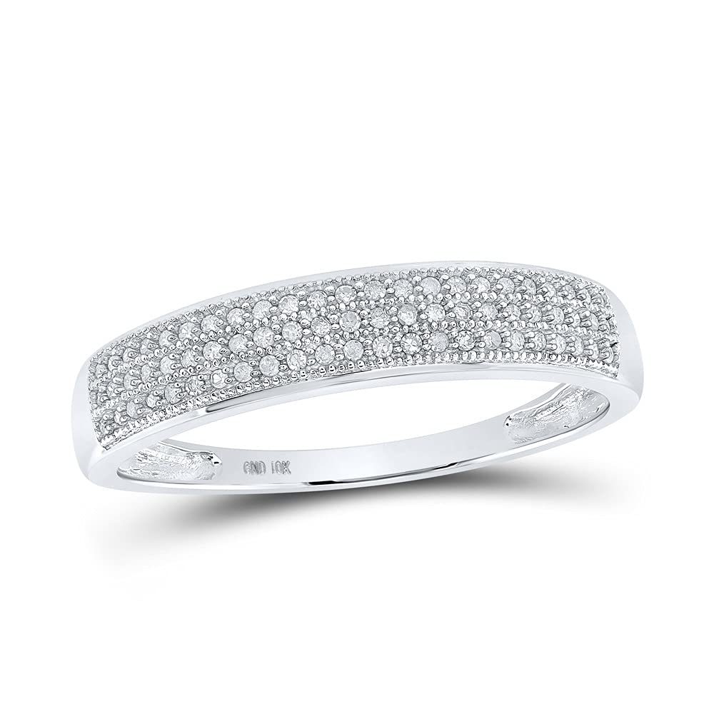 10K White Gold Men's Round Diamond Wedding Band Ring - 1/5 CTTW Pave Setting - Perfect for Engagement, Anniversary & Special Occasion Gifts