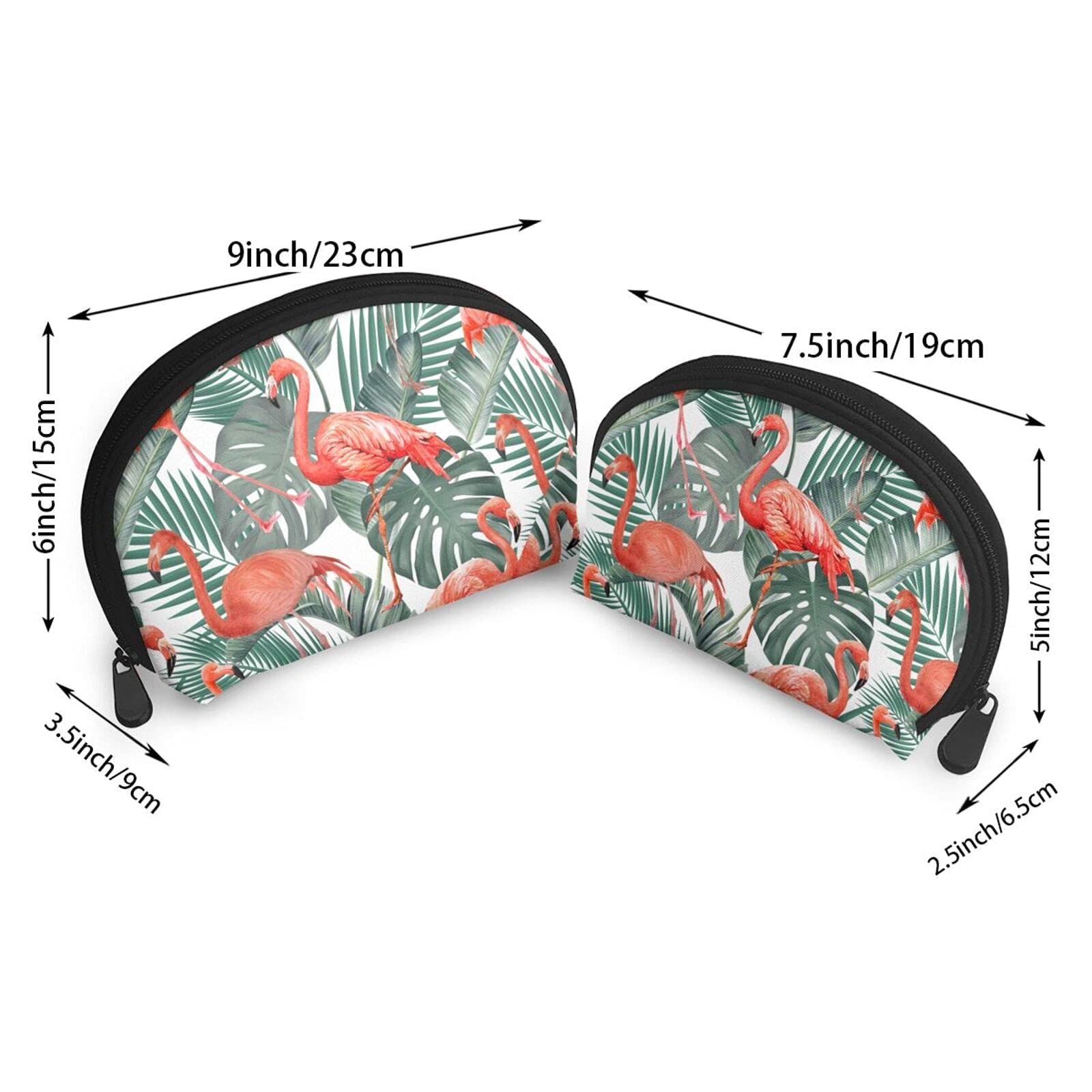 2 Pack Waterproof Travel Makeup Bag for Women - Portable Cosmetic Organizer Pouch with Flamingo Design - Perfect for Vacation, Gym & Daily Essentials Storage
