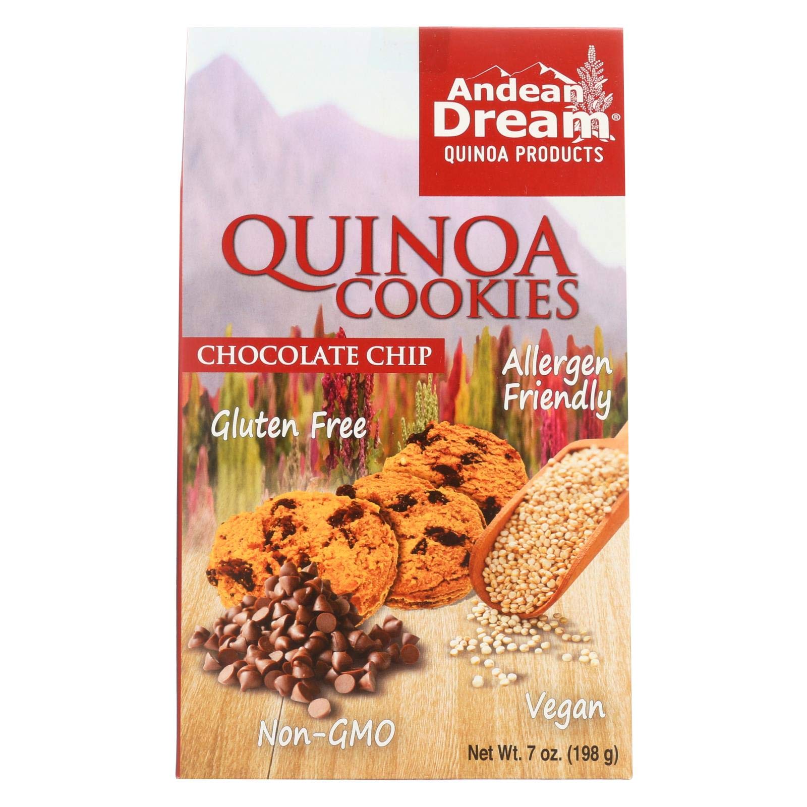 Andean Dream Gluten Free Quinoa Cookies Chocolate Chip - 6 Pack (7 oz Each) | Healthy Snacks for Kids Lunchbox, Vegan Desserts & Gluten-Free Treats for Office Break