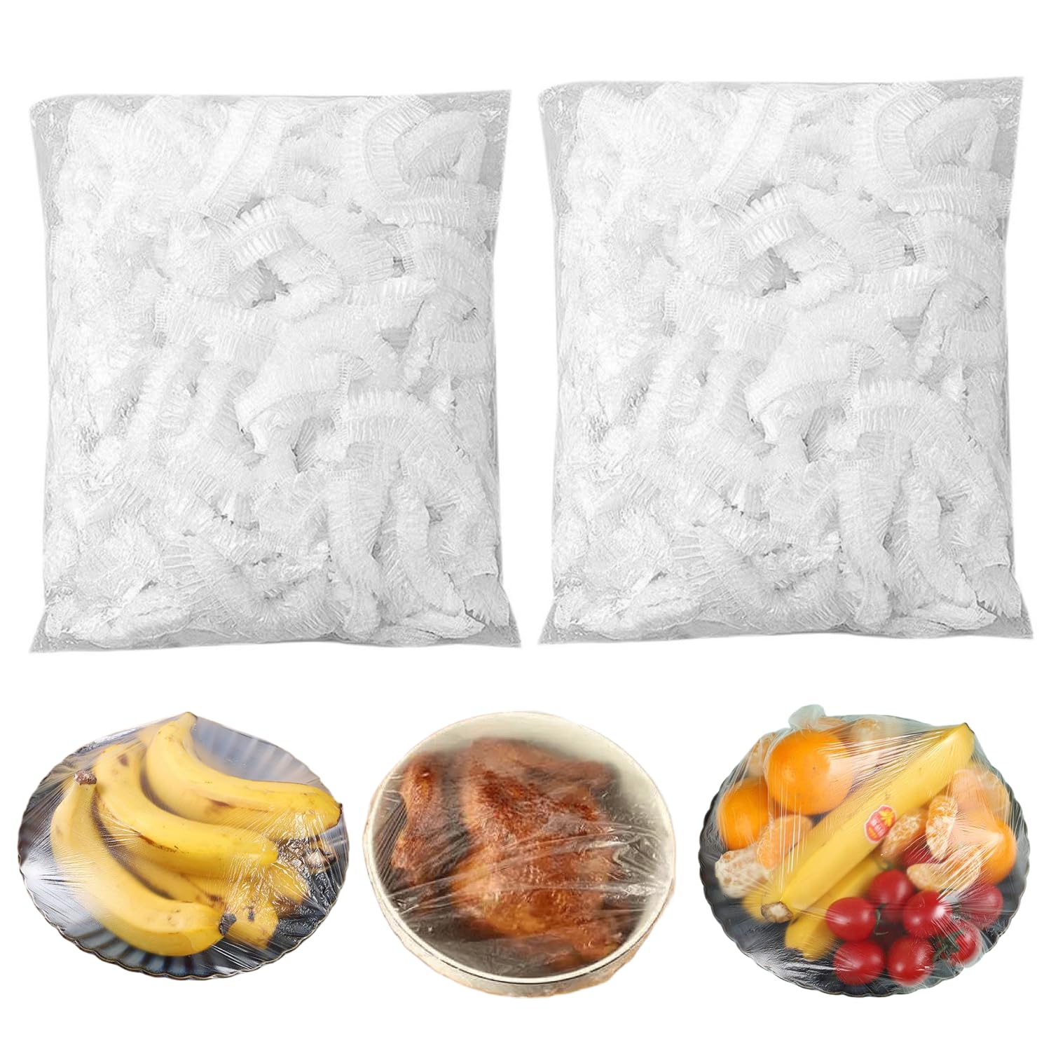 Reusable Stretchable Plastic Food Covers - Elastic Adjustable Bowl Lids & Fresh Keeping Bags (200PCS) | Perfect for Picnics, Leftovers & Meal Prep Storage