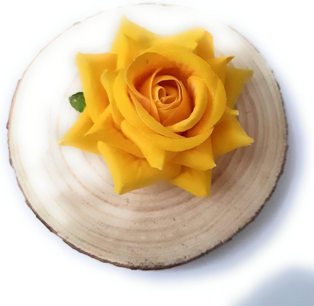 Natural Looking Artificial Yellow Rose Hair Clips - Realistic Floral Hair Accessories for Women & Girls (Pack of 1) | Perfect for Weddings, Parties & Everyday Style