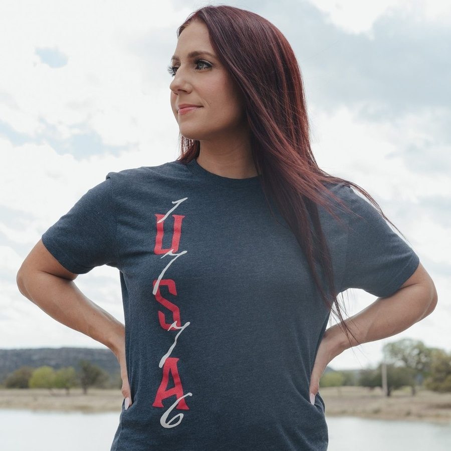 Women's Patriotic 1776 USA Flag Boyfriend Fit T-Shirt - Midnight Navy - Comfortable Casual Wear for 4th of July & Independence Day Celebrations