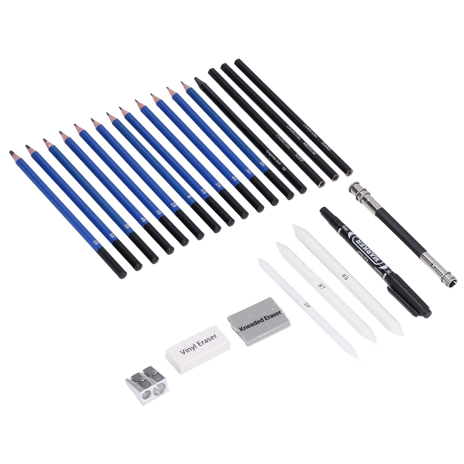 Professional Sketch Set - Graphite & Charcoal Pencils with Kneaded Eraser for Artists & Students | Drawing Kit for Birthday Gifts