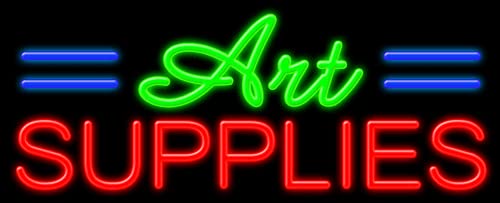 Art Supplies Glass Neon Sign #11353 - Handmade in USA | Perfect for Studios, Galleries & Home Decor