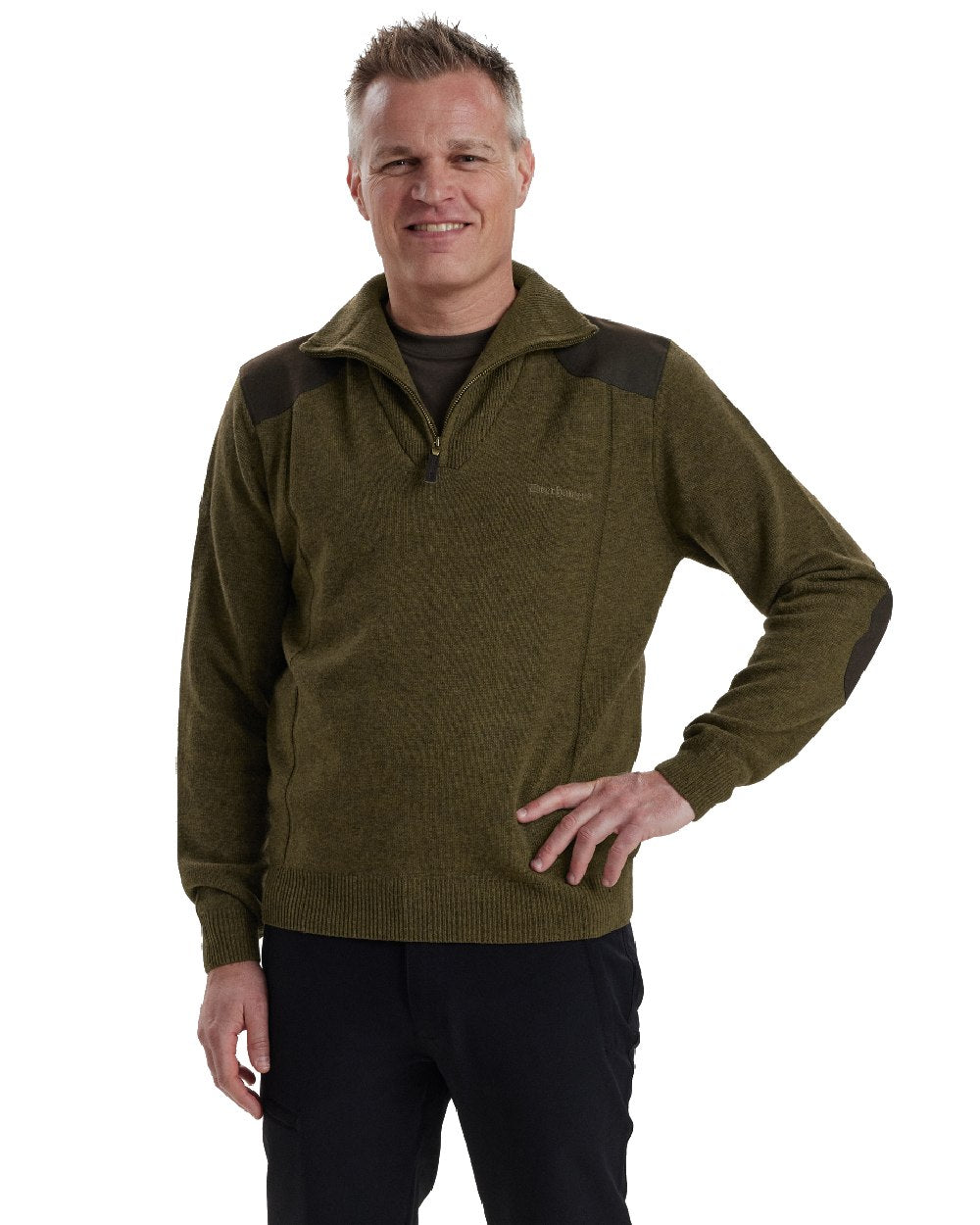 Deerhunter Sheffield Zip Neck Sweater for Men - Warm Fleece Pullover with Full-Zip, Casual Winter Knitwear for Outdoor Activities and Daily Wear