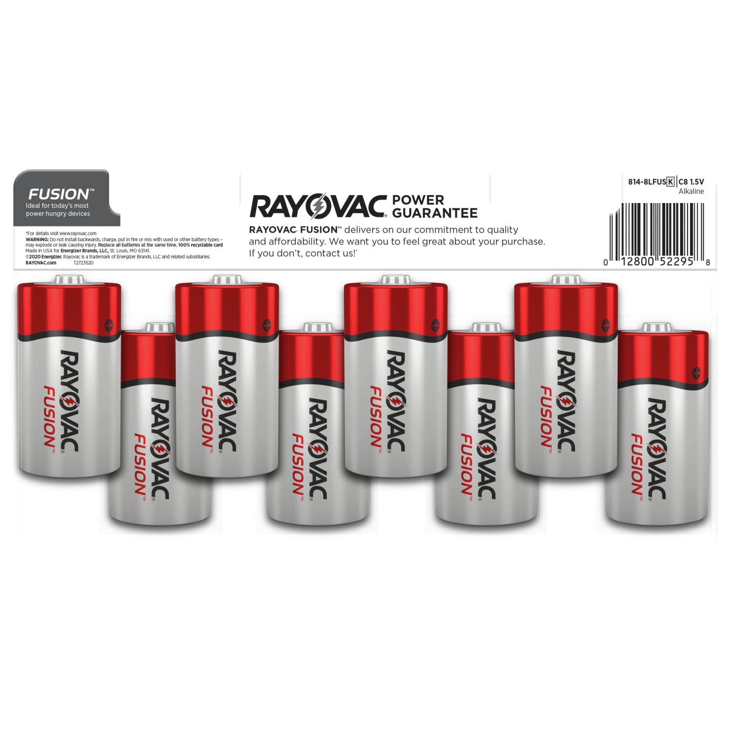 Rayovac C Batteries Alkaline - 8 Pack Long-Lasting Premium C Cell Batteries for Flashlights, Toys, and Electronic Devices - High-Performance Power Supply for Home and Office Use