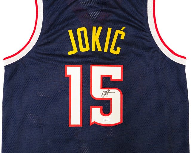 Authentic Nikola Jokic Denver Nuggets Signed Navy Blue Basketball Jersey with JSA COA - Perfect for NBA Collectors, Sports Memorabilia Fans & Game Day Outfits
