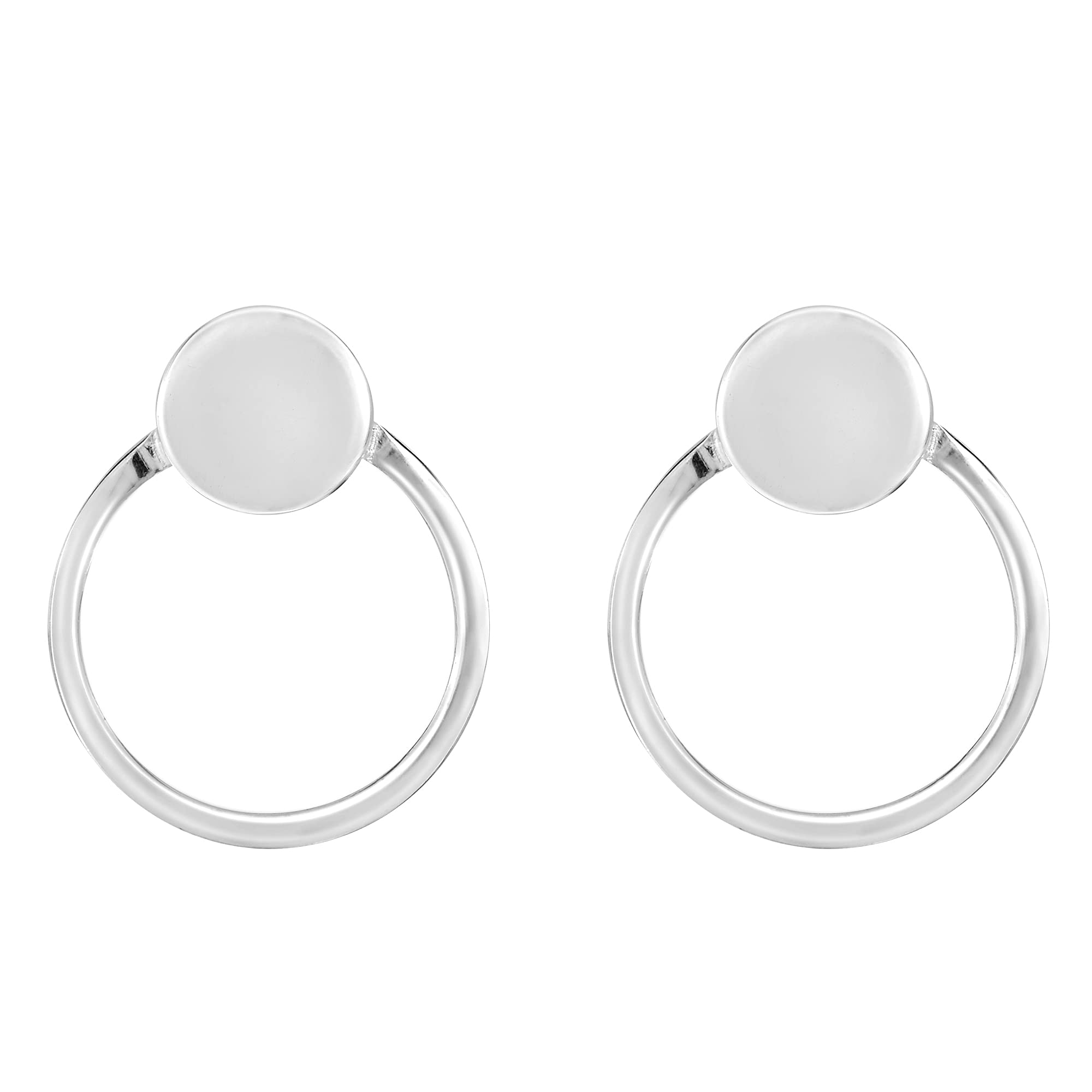 AeraVida .925 Sterling Silver Stud Earrings for Women - Minimalist Open Circle & Solid Dot Design | Elegant Everyday Jewelry for Work, Date Night & Gifts
