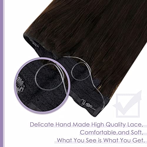 Premium Fish Line Halo Hair Extensions with Invisible Clips - Seamless 100% Human Hair Extensions for Length & Volume - Perfect for Weddings, Parties & Daily Styling