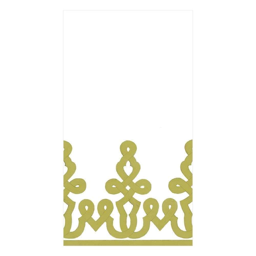 Premium Caspari Dessin Passementerie Linen Guest Towels - Set of 12 Eco-Friendly Moss Green Paper Napkins for Elegant Dinner Parties & Upscale Events