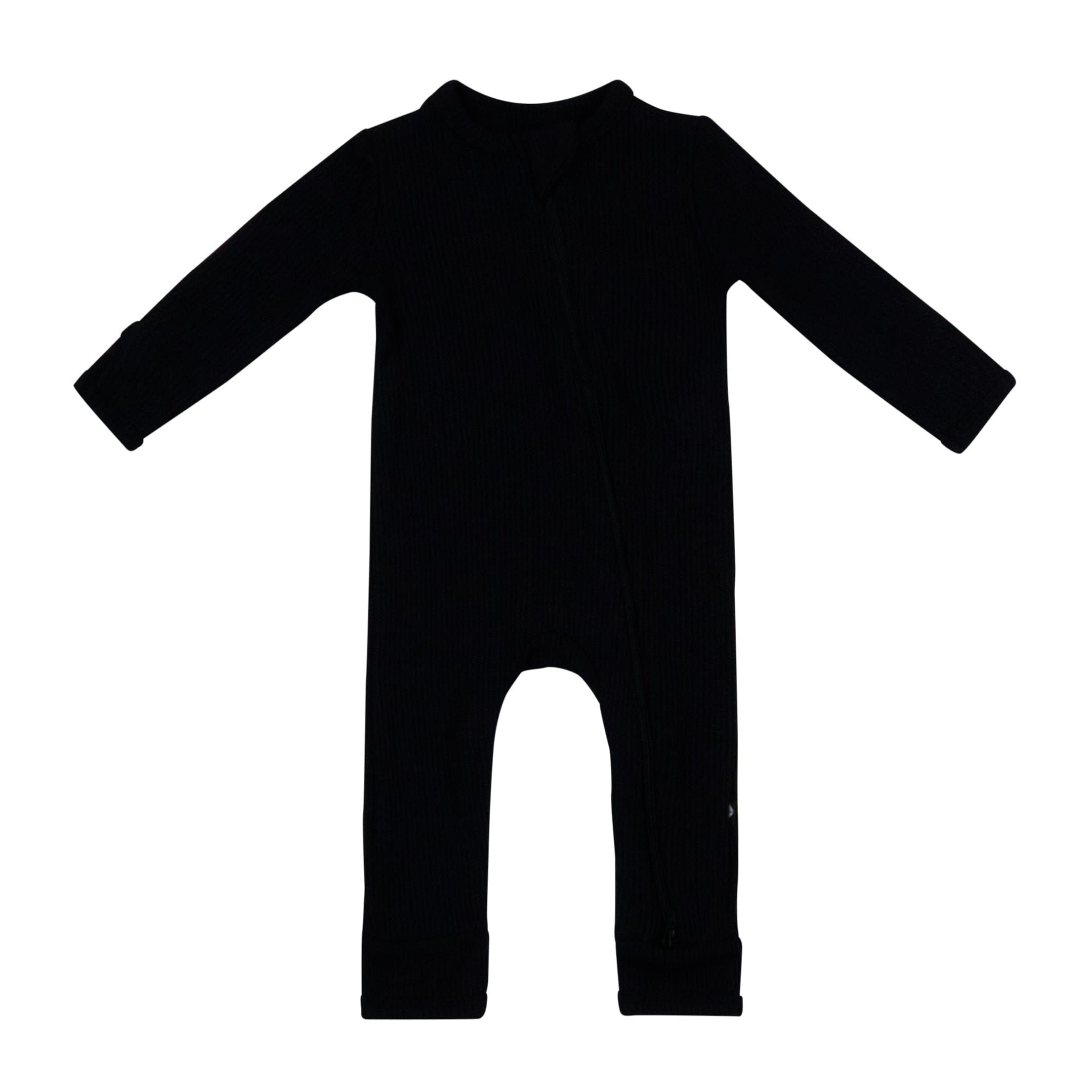 Midnight Ribbed Zipper Romper for Women - Stylish One Piece Jumpsuit for Casual Outings, Date Nights & Summer Vacations