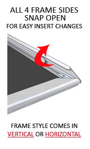 8.5x11 Angled Sign Holder - Snap Open Frame for 8.5 x 11 Inserts | Perfect for Retail Displays, Trade Shows & Restaurant Menus