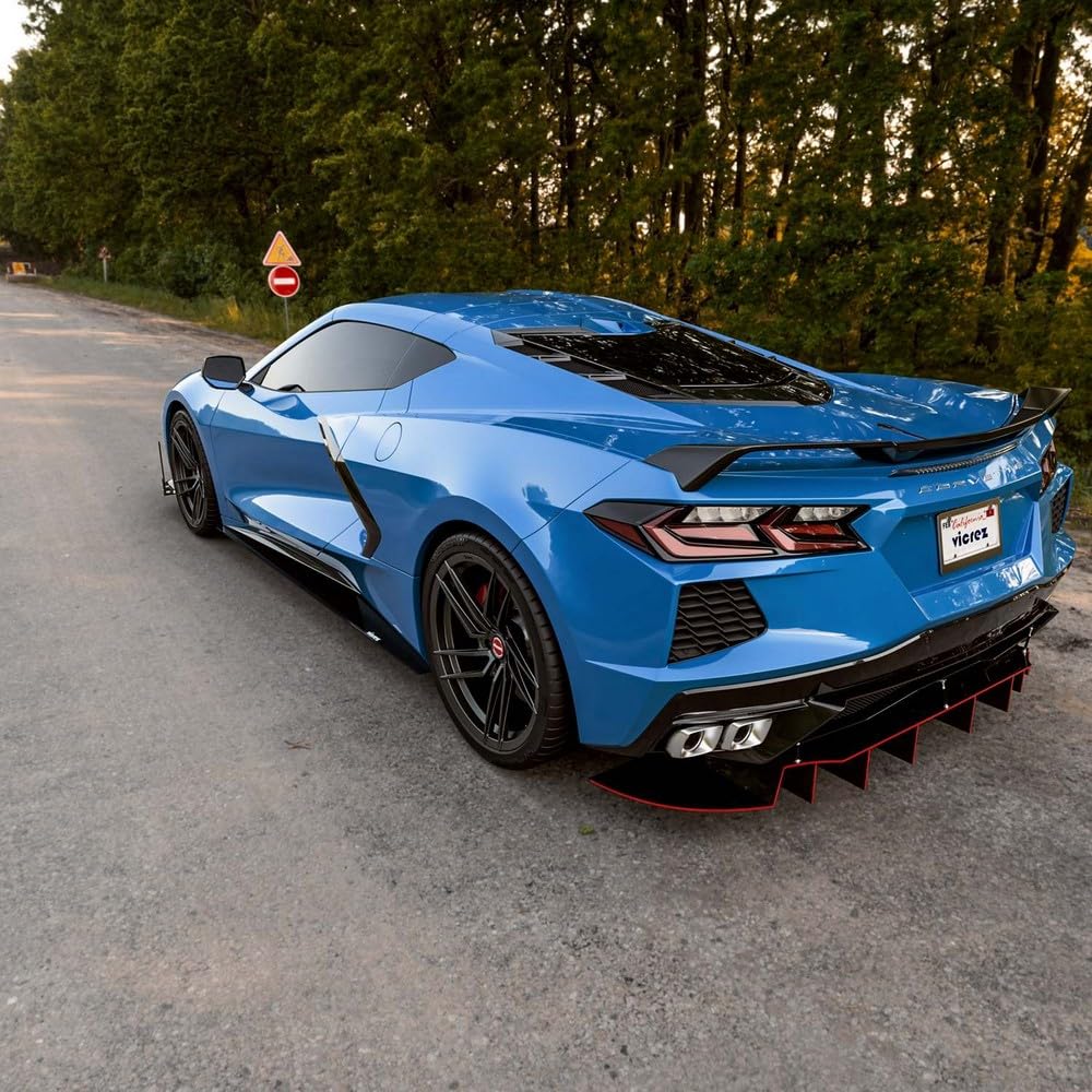 Vicrez R1 Rear Diffuser vz102106 for Chevrolet Corvette C8 2020-2025 - Carbon Fiber Spoiler Upgrade for Enhanced Aerodynamics & Sporty Look - Perfect for Racing, Car Shows & Performance Tuning