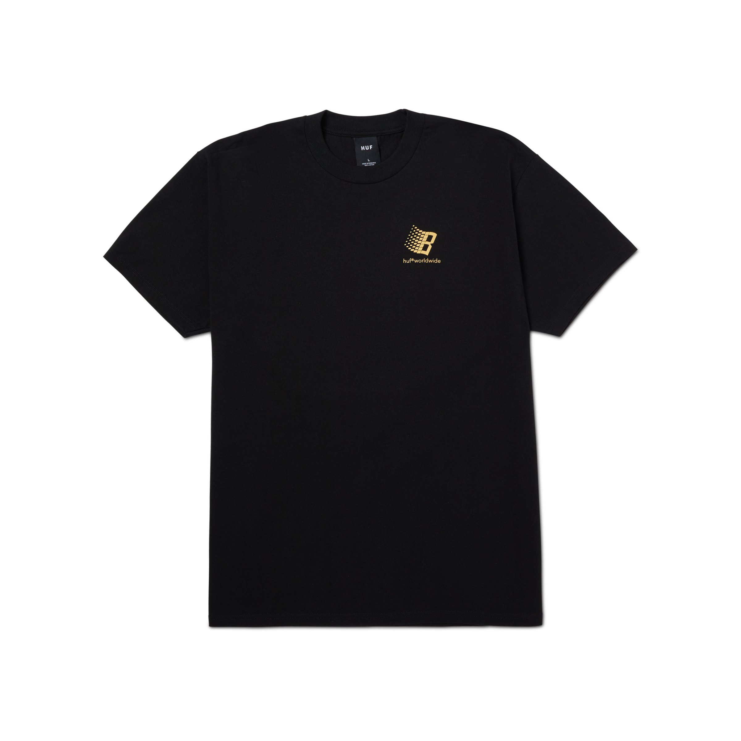 HUF x Bronze56k Short Sleeve T-Shirt for Men - Black Cotton Graphic Tee - Streetwear Fashion for Casual Wear & Summer Outfits