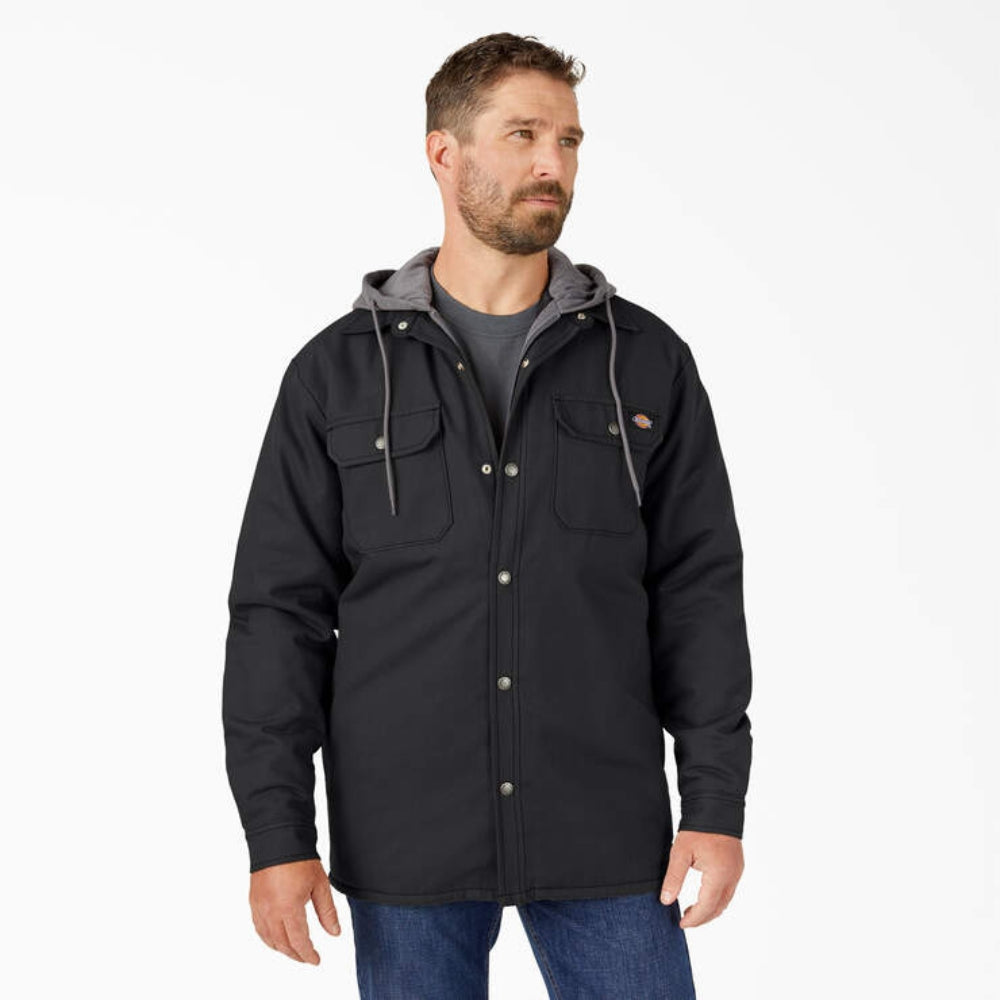 Dickies Men's Water Repellent Duck Hooded Shirt Jacket - Durable Workwear for Outdoor Activities, Construction & Casual Wear