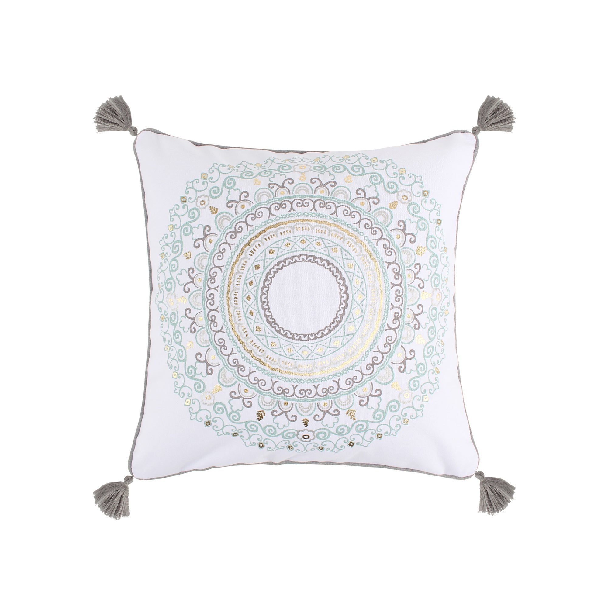 Printed Medallion Decorative Throw Pillow Cover - Elegant Shutters Design for Sofa, Bed & Home Decor