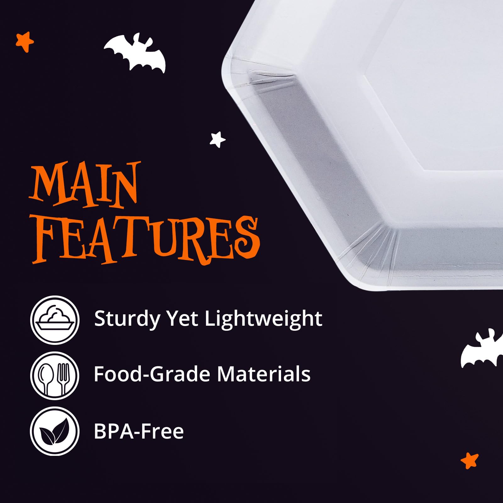 MATICAN 50-Pack Halloween Pumpkin Disposable Paper Plates - 8 Inch Party Plates for Halloween Decorations, Fall Celebrations & Thanksgiving Dinner Supplies