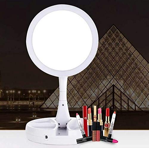 Taran Dual-Sided LED Makeup Mirror with 10X Magnification - USB Powered Vanity Mirror with Storage Box for Women | Perfect for Home Dressing Table, Professional Salon & Travel Beauty Kit