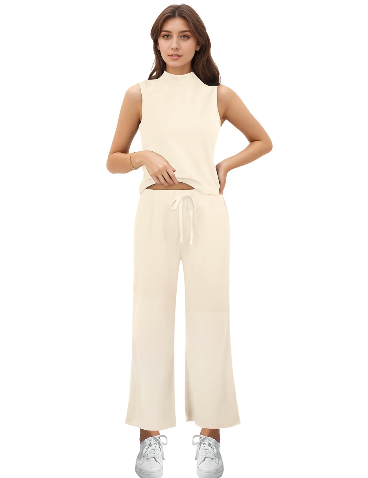 MZROCR Women's Summer Two Piece Outfits - Sleeveless Lounge Sets & Wide Leg Tracksuits for Casual Wear, Travel, and Home Relaxation