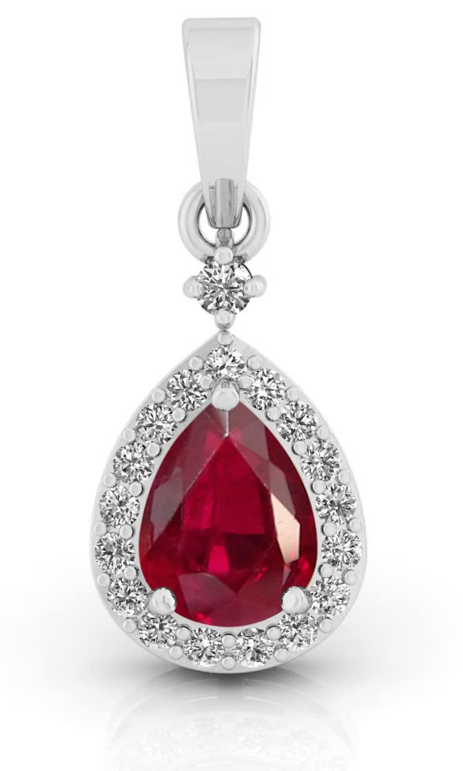 8.25 Carat Natural Certified Red Ruby Birthstone Pendant - 925 Sterling Silver Pear Shaped Jewelry for Women | Perfect Gift for Anniversary, Birthday & Special Occasions