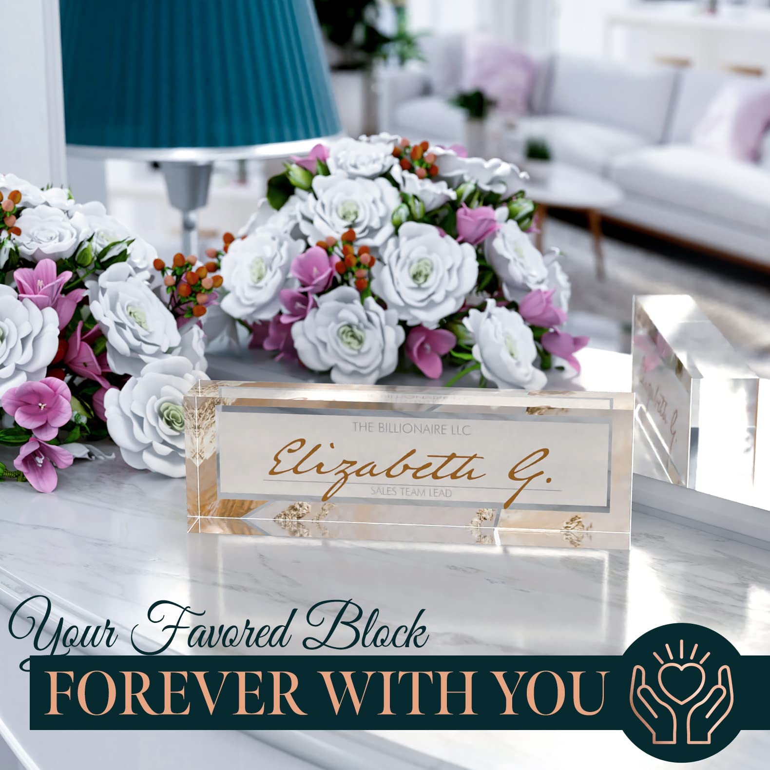 Personalized Desk Name Plate - Custom Engraved Acrylic Nameplate for Office (2.5x8 Inches) | Crystal Clear Thick Acrylic with Gift Box | Professional Office Decor & Desk Accessory | Perfect for Corporate Gifts, Executive Desks, and Reception Areas | Made in USA by ACRYLUXE