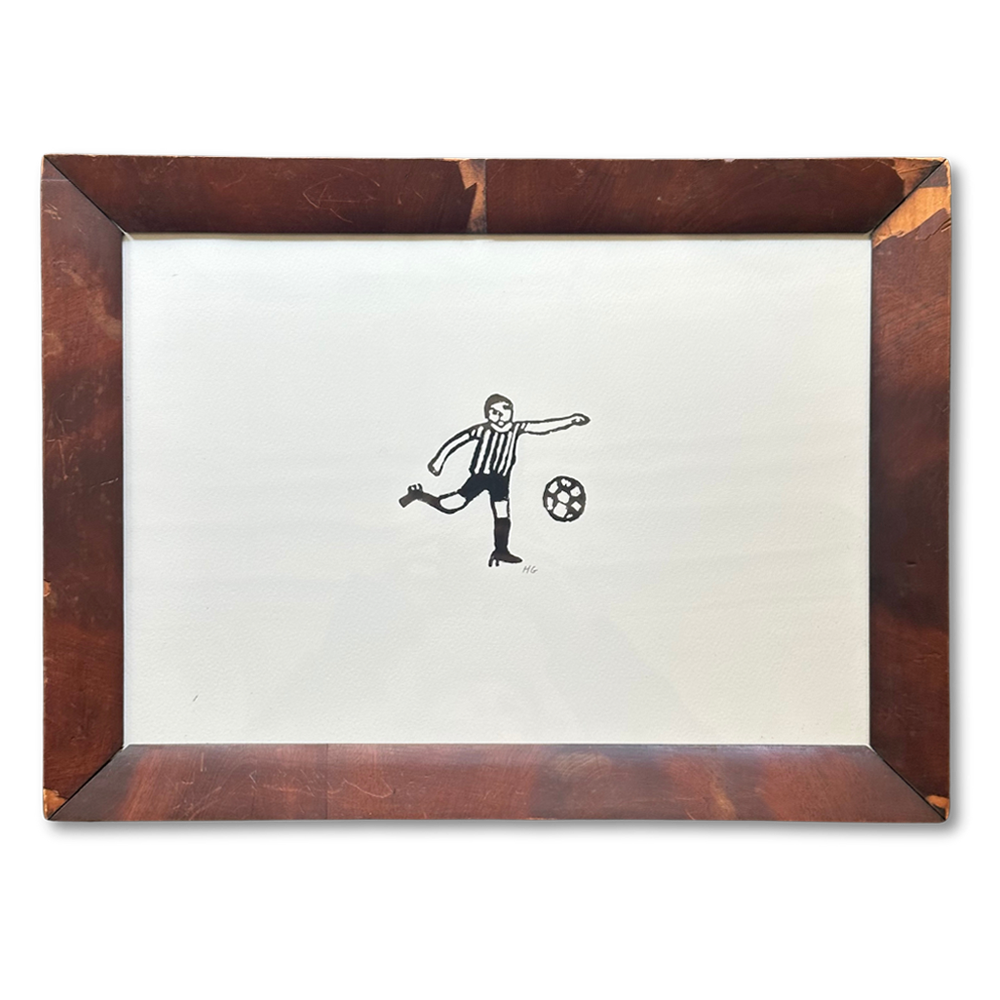 Vintage Framed Football Player Photo - Classic Soccer Decor for Home, Office, or Man Cave Wall Art