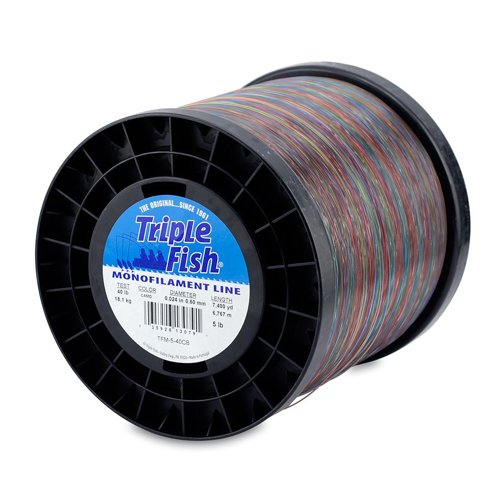 Triple Fish Monofilament Fishing Line - Strong Clear Pink Camo Color for Trolling, Bottom Fishing, Casting | Main Line for Catfish, Bass | Perfect for Freshwater & Saltwater Fishing