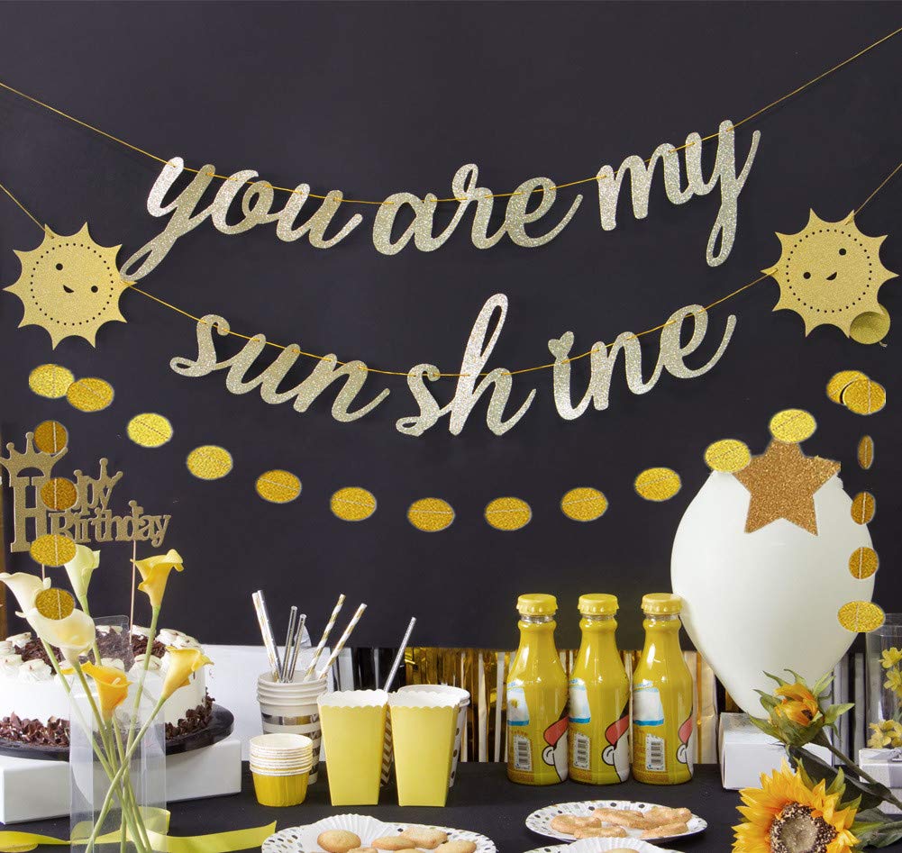 You Are My Sunshine Banner - Sun Themed Birthday Decoration for Baby Showers & Kids Parties - Perfect for Nursery, Birthday Backdrops & Photo Booths