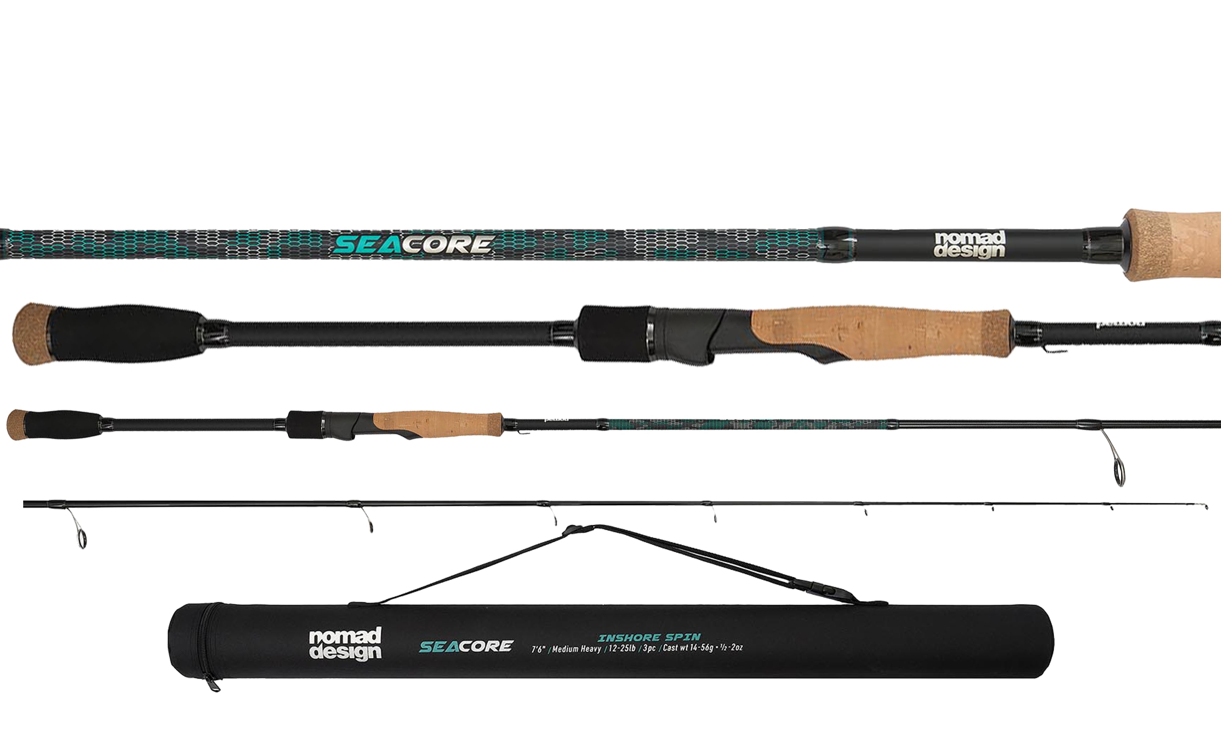 Seacore Inshore Spin Fishing Rods - Lightweight & Durable Saltwater Fishing Rod for Surf, Pier & Kayak Fishing | Perfect for Bass, Trout & Redfish
