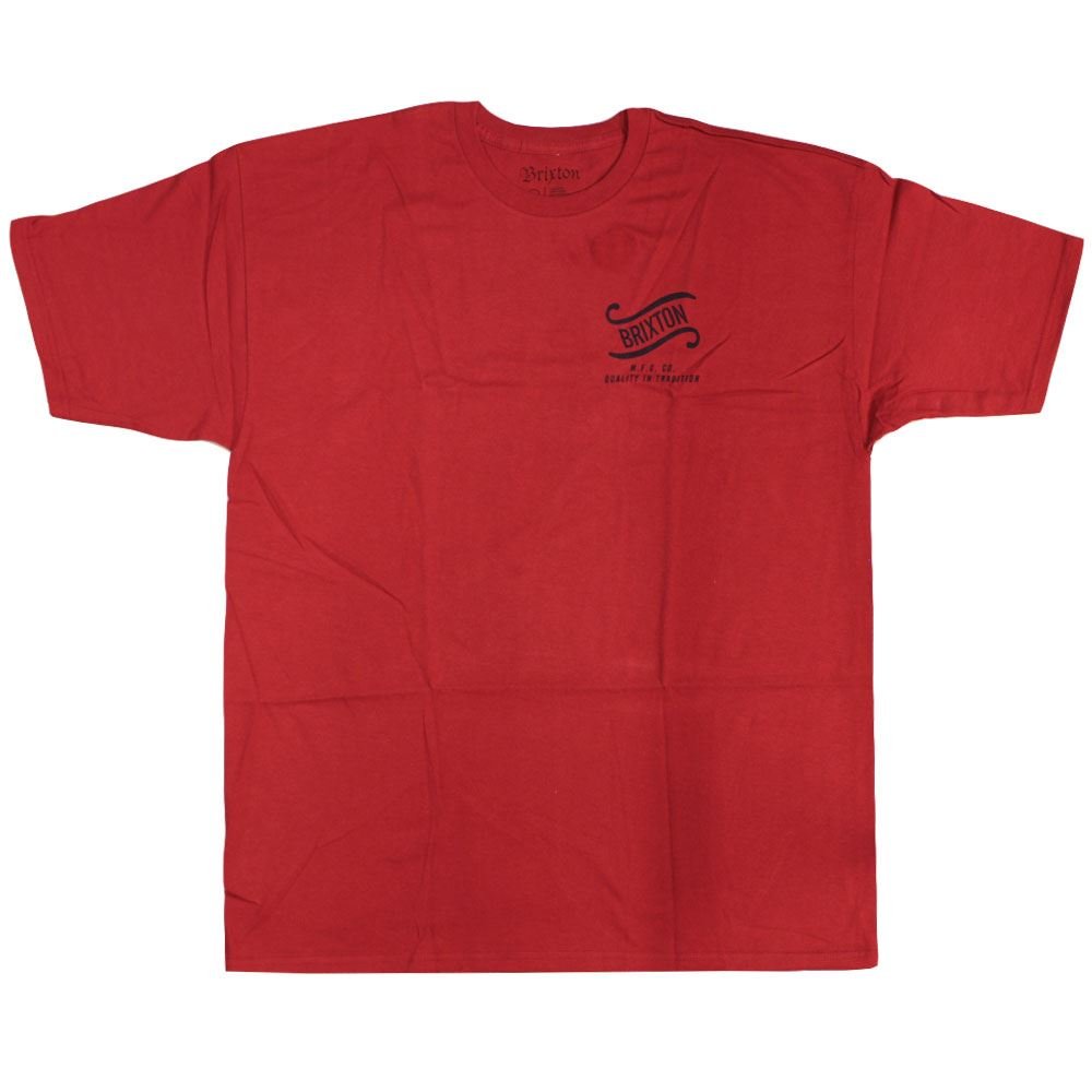 Brixton Culver Men's Red Graphic T-Shirt - Soft Cotton Short Sleeve Tee for Casual Wear & Street Style