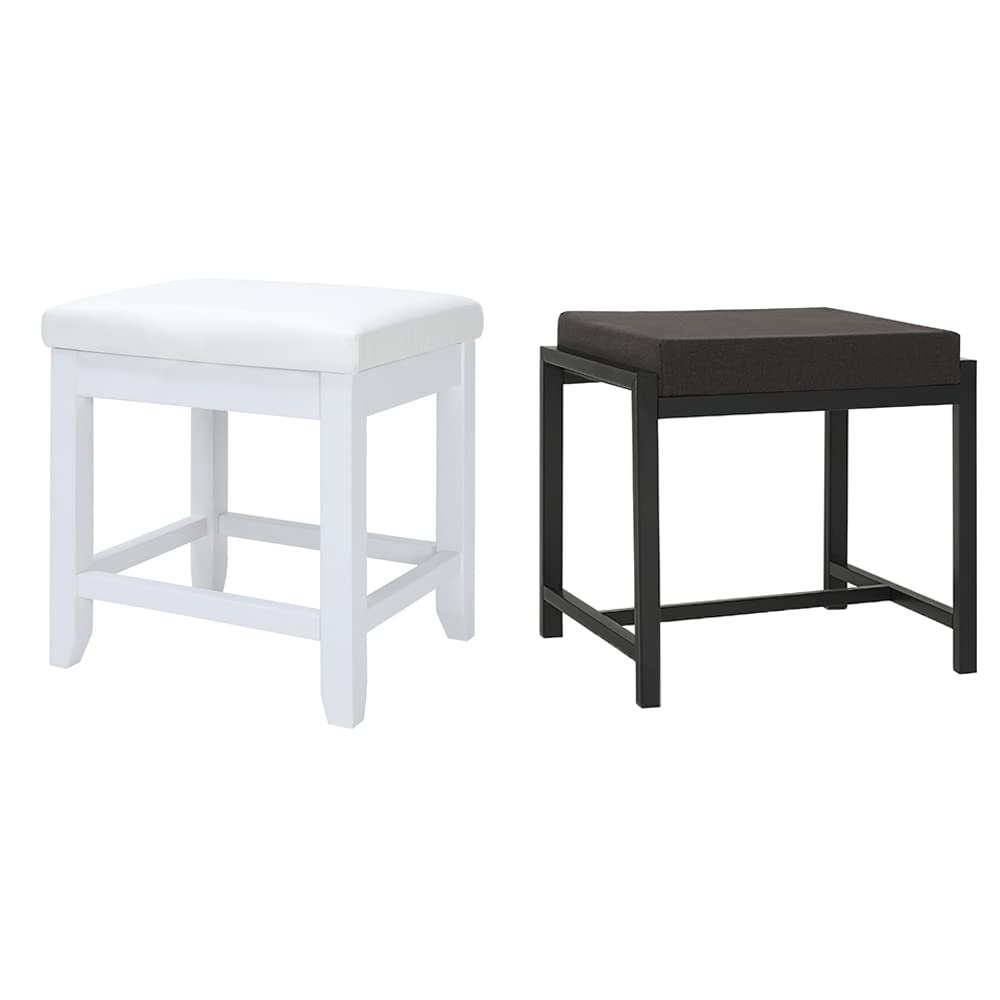 Iwell Large Vanity Stool with Cushion - Makeup Dressing Bench Seat for Women, Girls & Moms - Soft Padded Bathroom Vanity Stool for Bedroom, Dressing Room & Beauty Salon (Perfect for Makeup, Hair Styling & Relaxing)