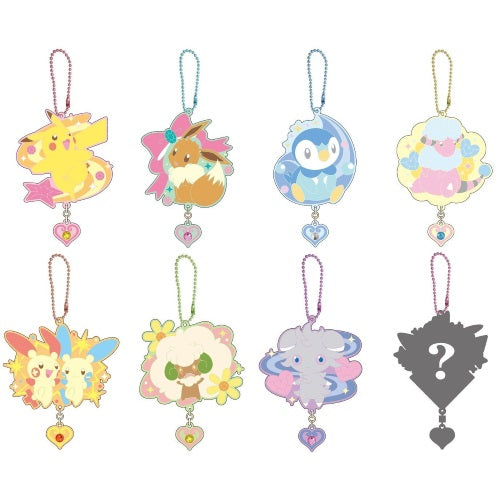 Pokemon Kirakira Glitter Jewel Rubber Mascot Keychain - Cute Anime Keyring for Backpacks, Bags & Gifts | Pokemon Collectible Accessory for Fans