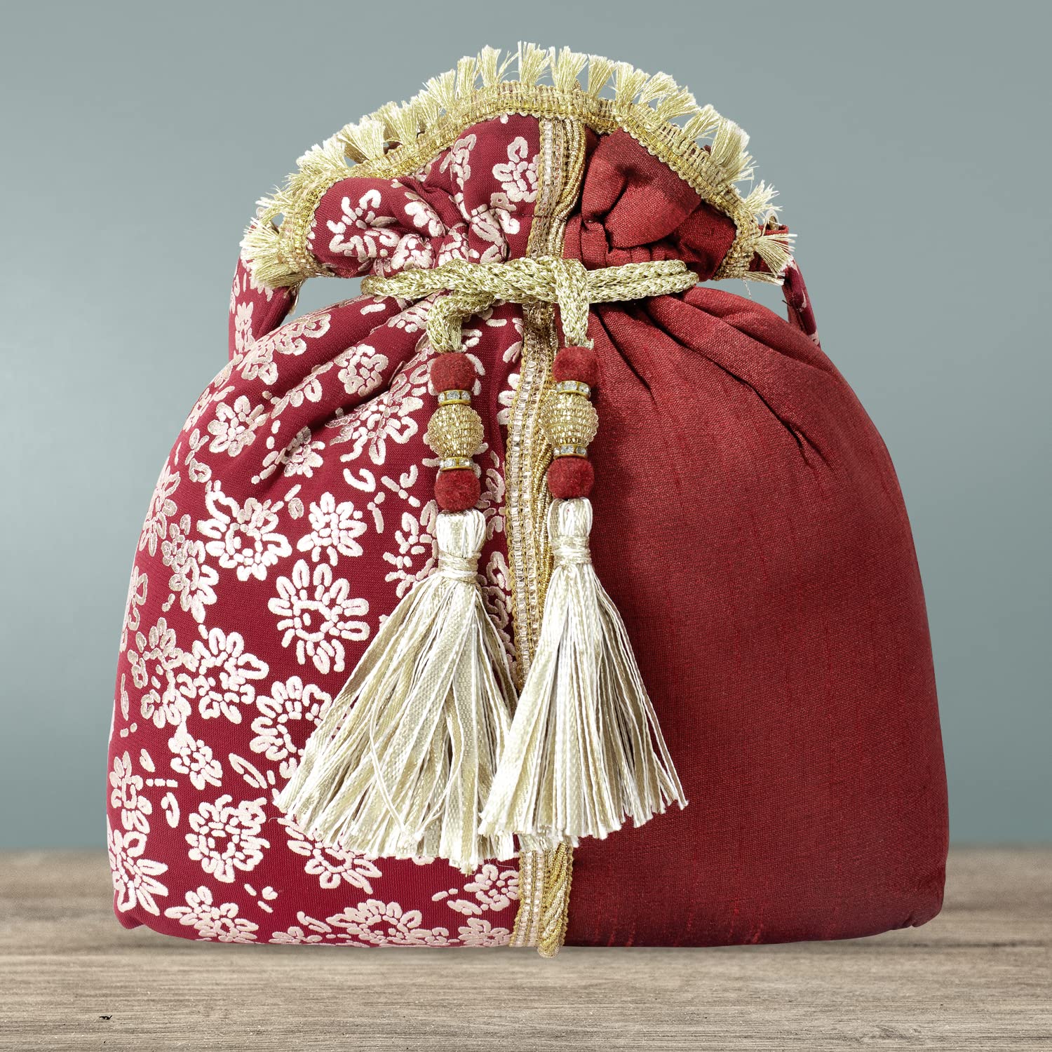 Elegant Aheli Indian Potli Bags for Women - Ethnic Beaded Clutch Purse with Drawstring for Weddings, Parties & Evening Events | Perfect Bridal Gift & Traditional Accessory