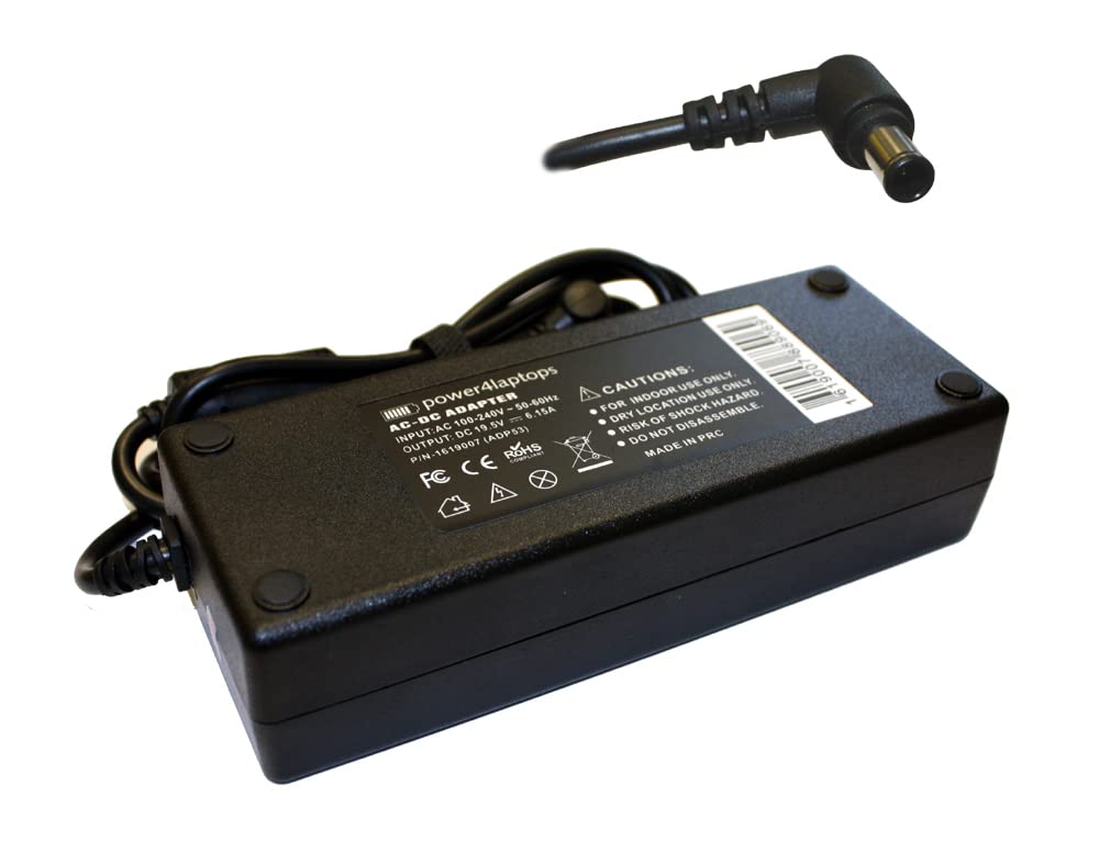 Power4Laptops AC Adapter Laptop Charger for Sony Vaio VPCF12B4E - Replacement Power Supply Cord with Fast Charging | Perfect for Home, Office & Travel Use