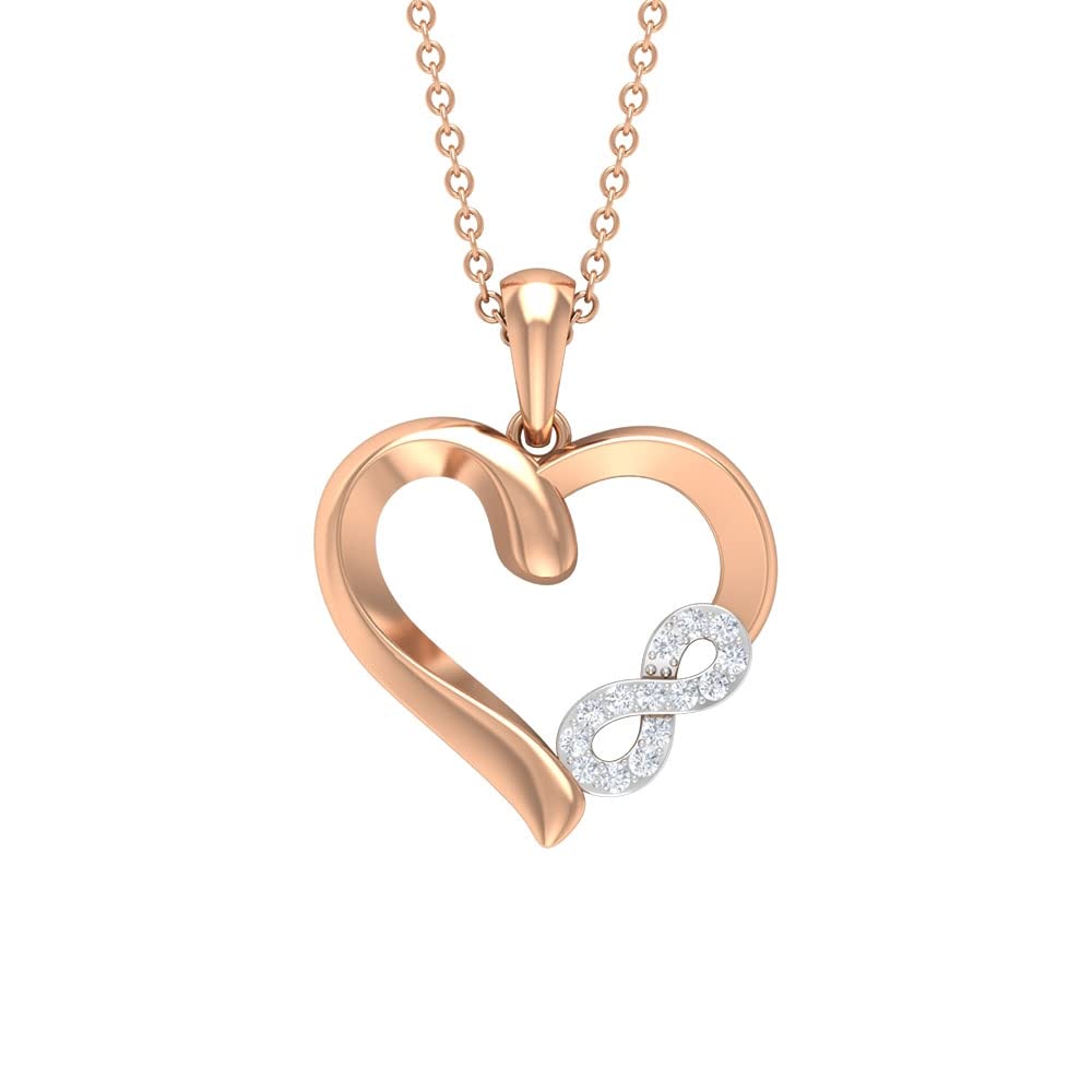 10K Solid Gold Infinity Heart Pendant for Women - Minimalist Zircon Prong Set Necklace, Elegant Cubic Zirconia Jewelry Gift for Her | Perfect for Anniversaries, Valentine's Day & Special Occasions
