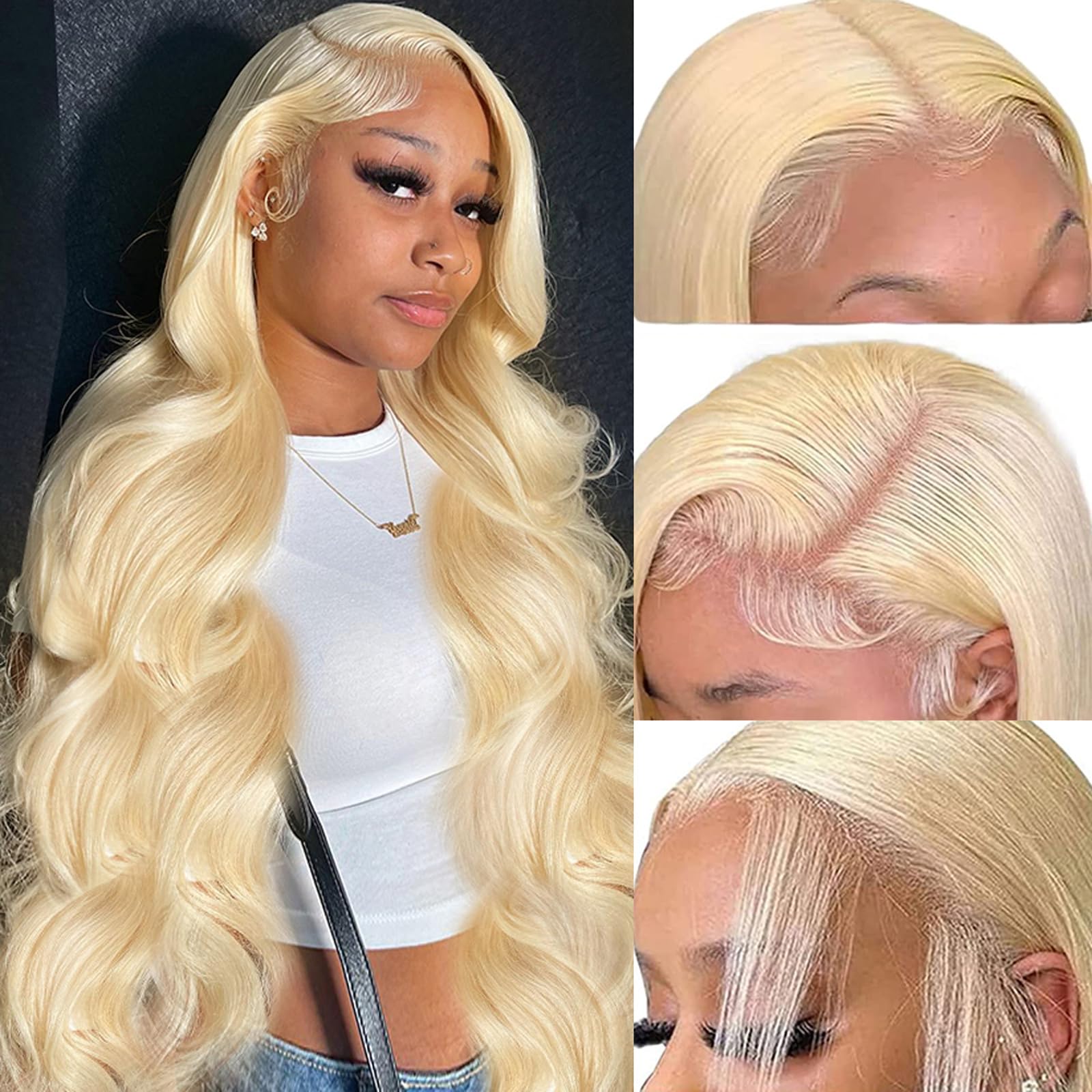 30 Inch 613 Blonde Lace Front Wig - 13x6 HD Lace Human Hair Wig with Pre-Plucked Hairline & Baby Hair - 200% Density Body Wave Glueless Wig for Daily Wear, Cosplay & Special Occasions