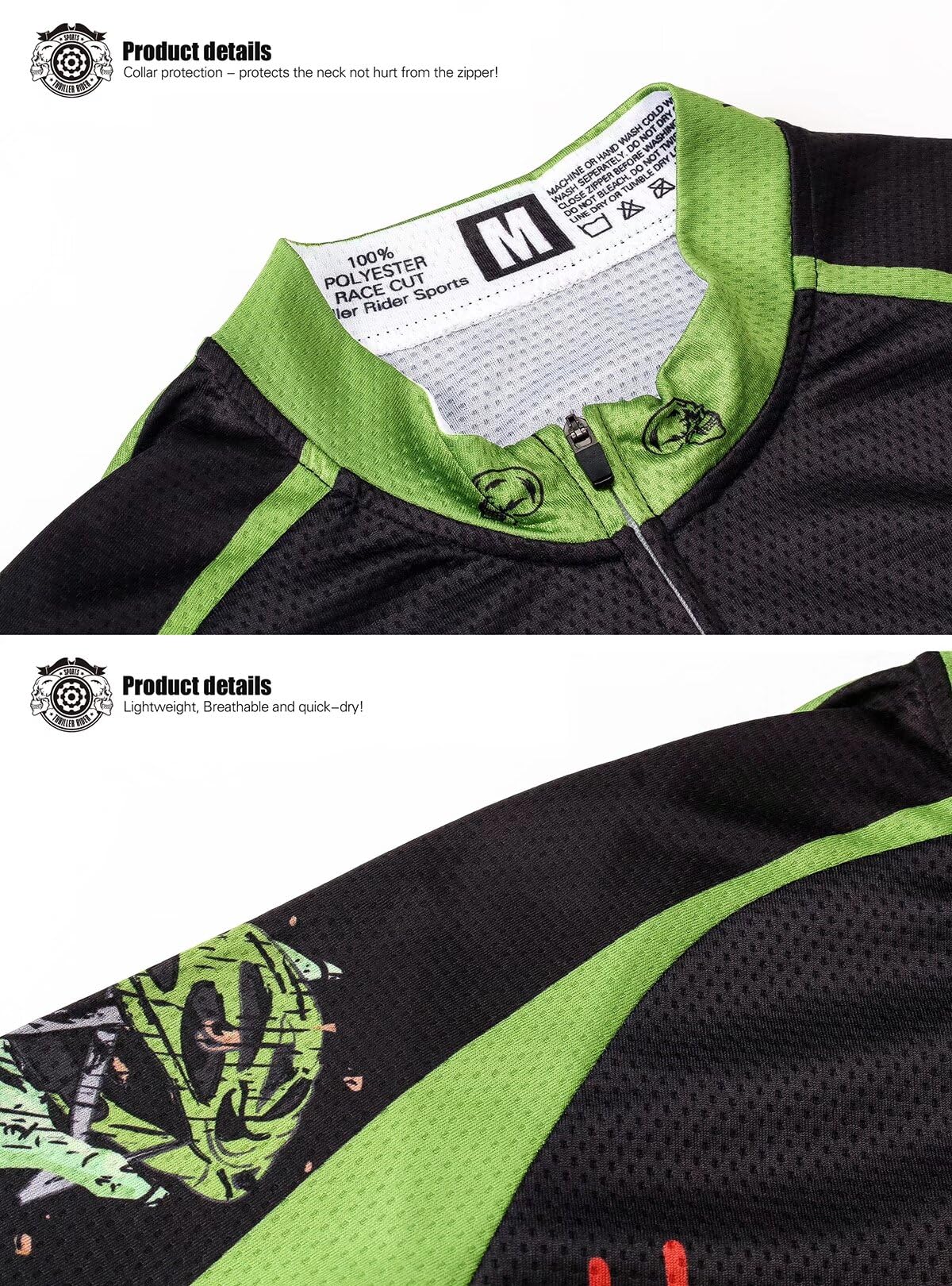 Men's Horror Halloween Mountain Bike Jersey - Breathable Short Sleeve Cycling Shirt for Outdoor Sports & Thrill Rides | Perfect for Halloween Bike Rides, Scenic Trails & Adventure Cycling