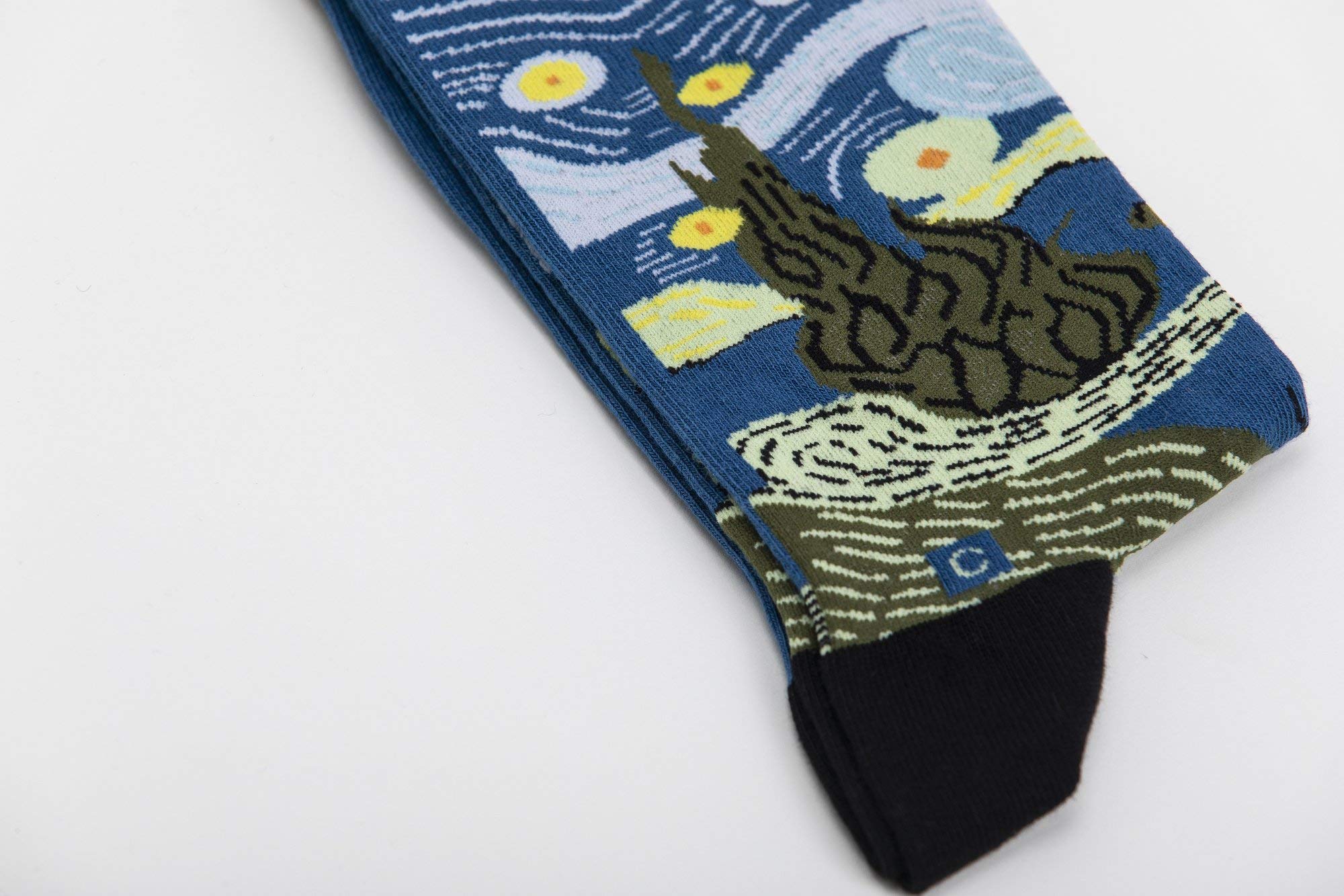 Curator Socks - Starry Night Van Gogh Inspired Crew Socks for Men & Women - Comfortable Art Themed Casual Socks for Daily Wear, Gift Ideas & Museum Visits