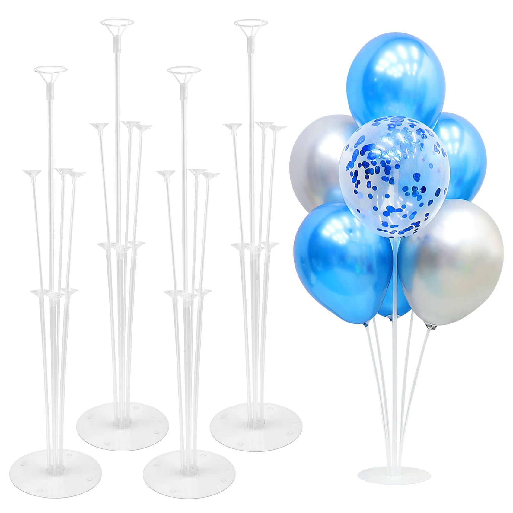 4-Piece Balloon Stand Kit with Base - Balloon Sticks, Arch Stand & Centerpiece Holder for Table & Floor - Perfect for Birthday Party Decorations, Baby Showers & Wedding Events